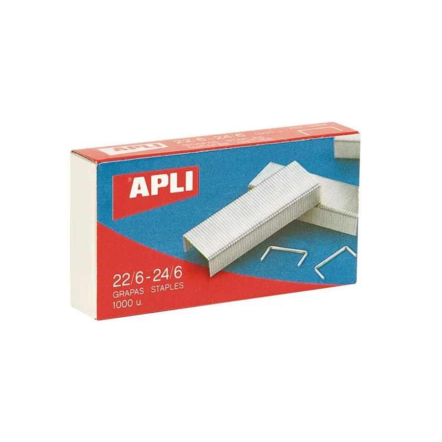 Apli Staples 22/6 - 24/6 Galvanizzato - Capacità di Pinzatura Circa 20 Fogli - Confezione da 1000 Graffette - immagine 1