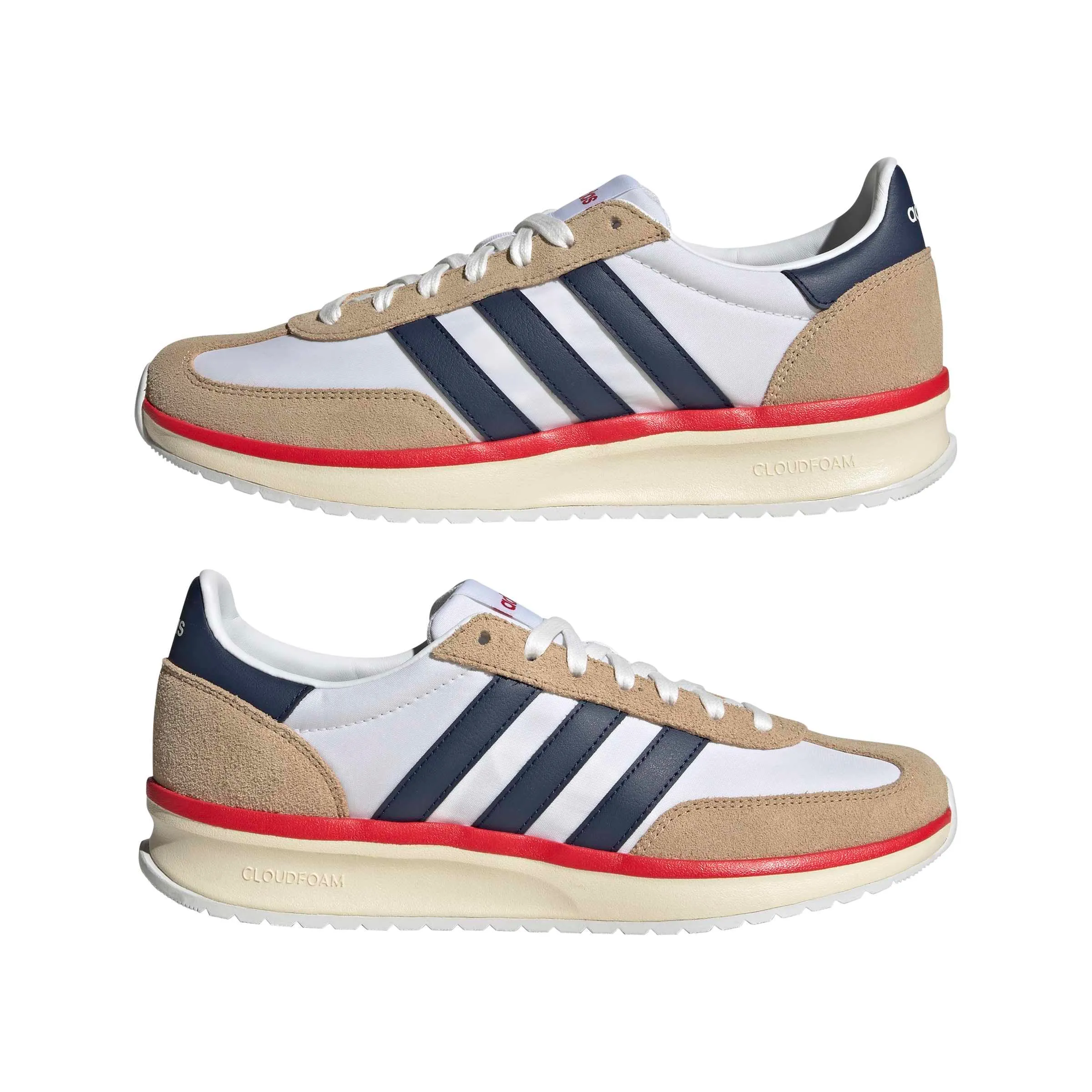 adidas Uomo Run 70S 2.0 Shoes, Ftwr White/Dark Blue/Warm Sandstone, 40 EU - immagine 7