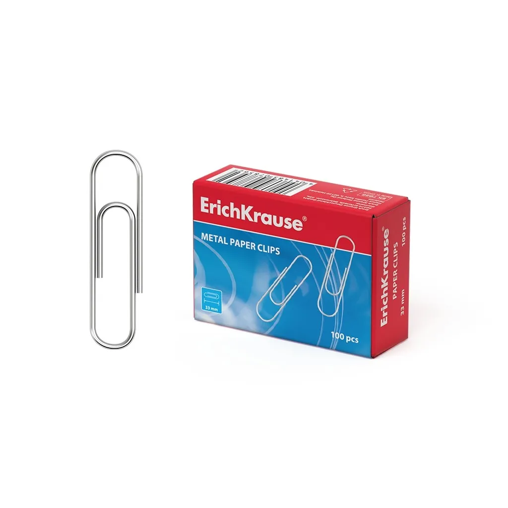 Clip in metallo zincato Erichkrause - 33 mm - Elevata resistenza e durata - Resistente alla corrosione - Nessuna macchia o graffio - Colore argento - immagine 1