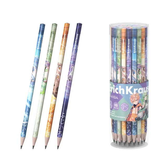 Matita in grafite ErichKrause Manga - Mina HB - Corpo triangolare - Impugnatura ergonomica - Colori assortiti - immagine 1