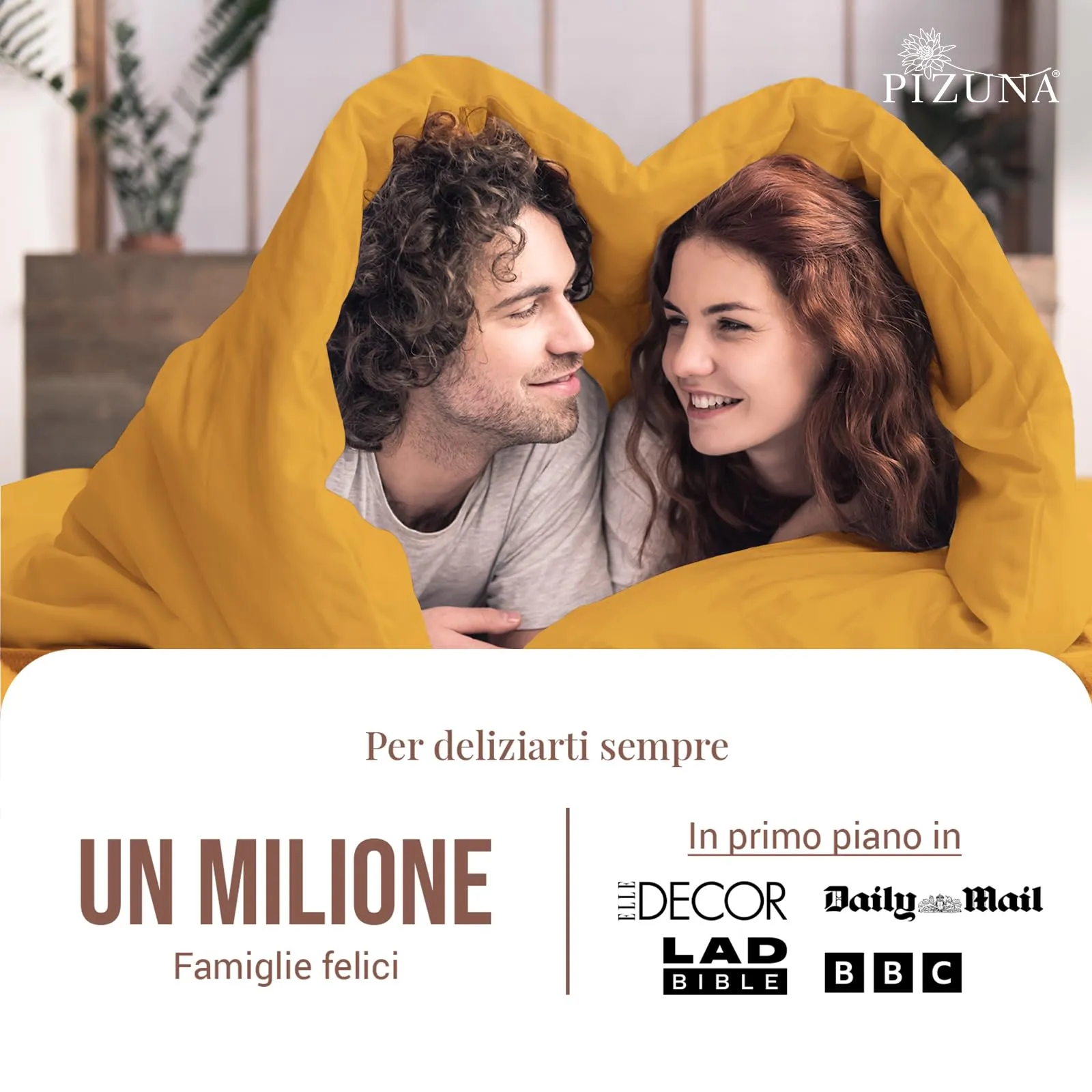Pizuna Copripiumino 200x200 Cotone Oro 400 fili 3 Pezzi Set trama sateen - immagine 4
