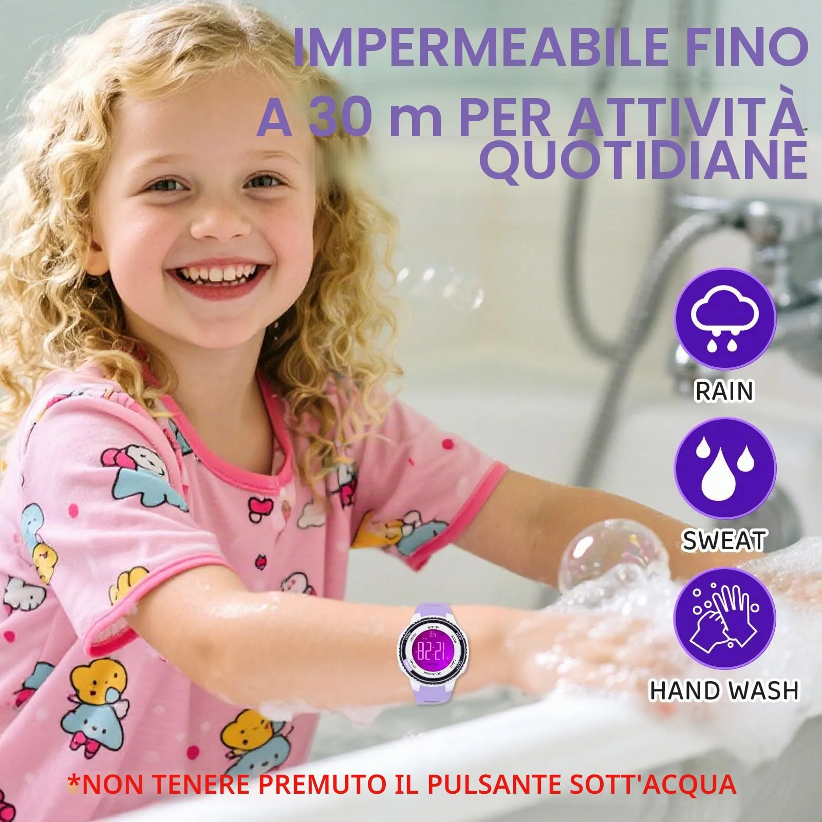 GUUMUXIN Orologio Digitale,7 Luci,3ATM,Sportivo,5-16 Anni - immagine 3