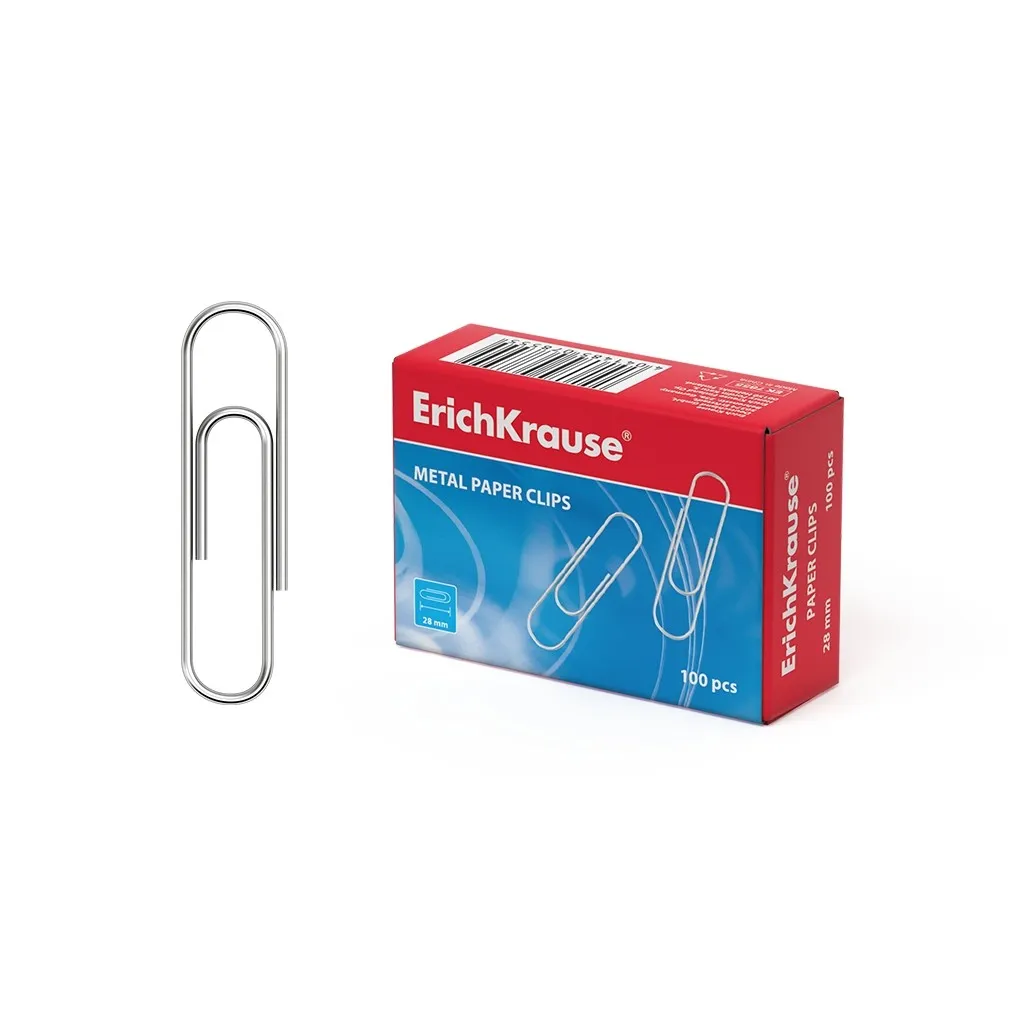 Clip in metallo zincato Erichkrause - 28 mm - Elevata resistenza e durata - Resistente alla corrosione - Nessuna macchia o graffio - Colore argento - immagine 1