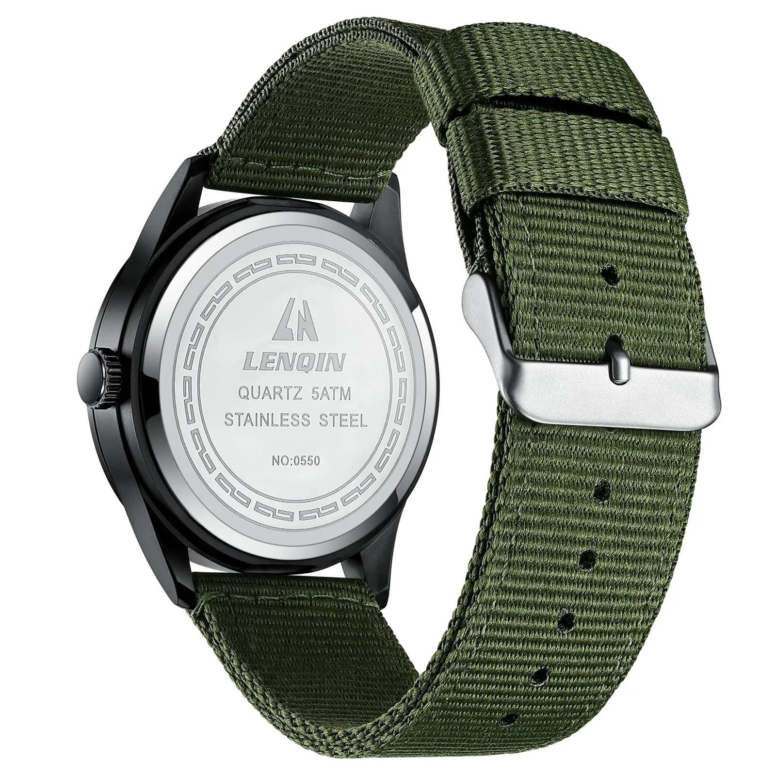 LN LENQIN Orologio Uomo Militare Analogico Quarzo Nylon Datario 3ATM - immagine 2