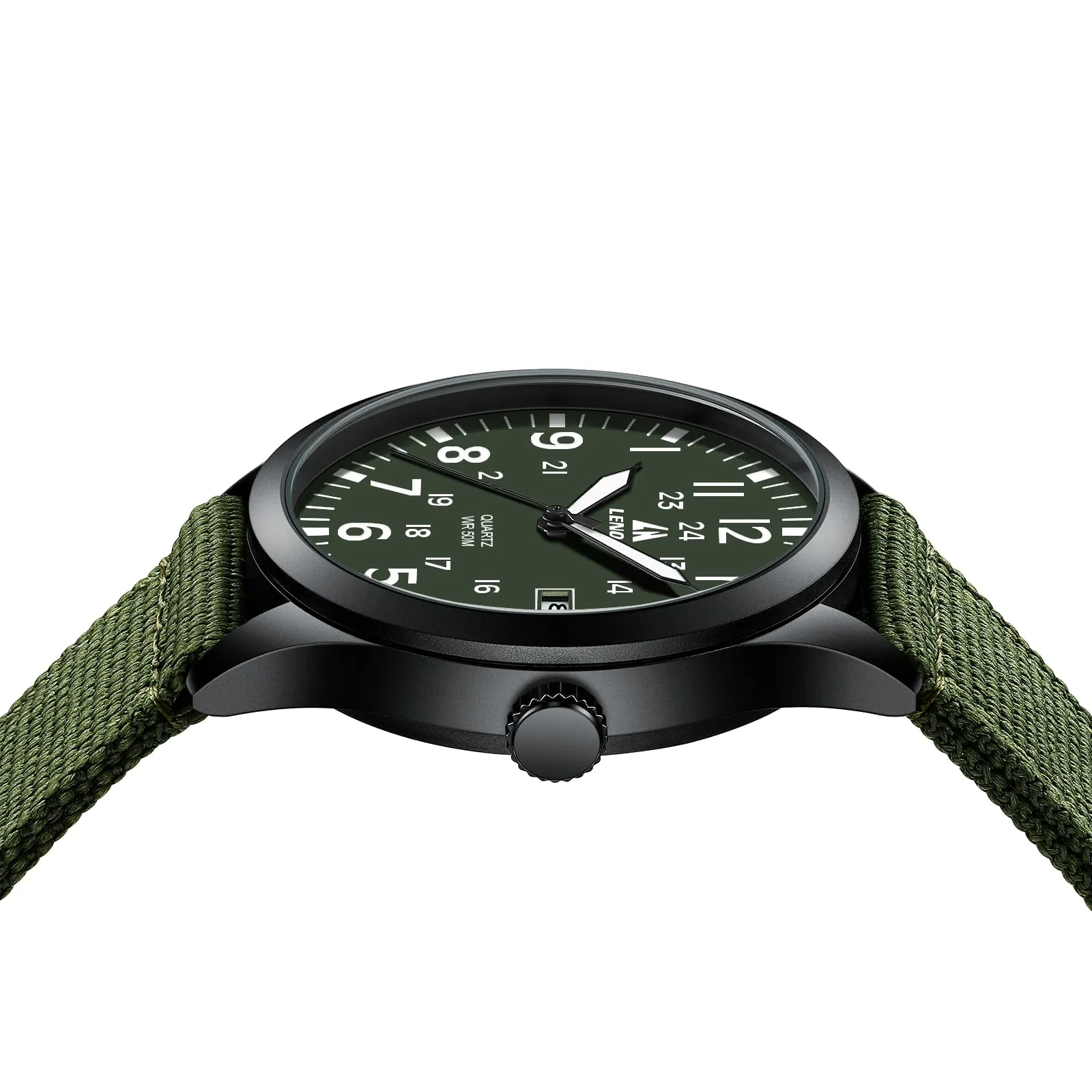 LN LENQIN Orologio Uomo Militare Analogico Quarzo Nylon Datario 3ATM - immagine 5