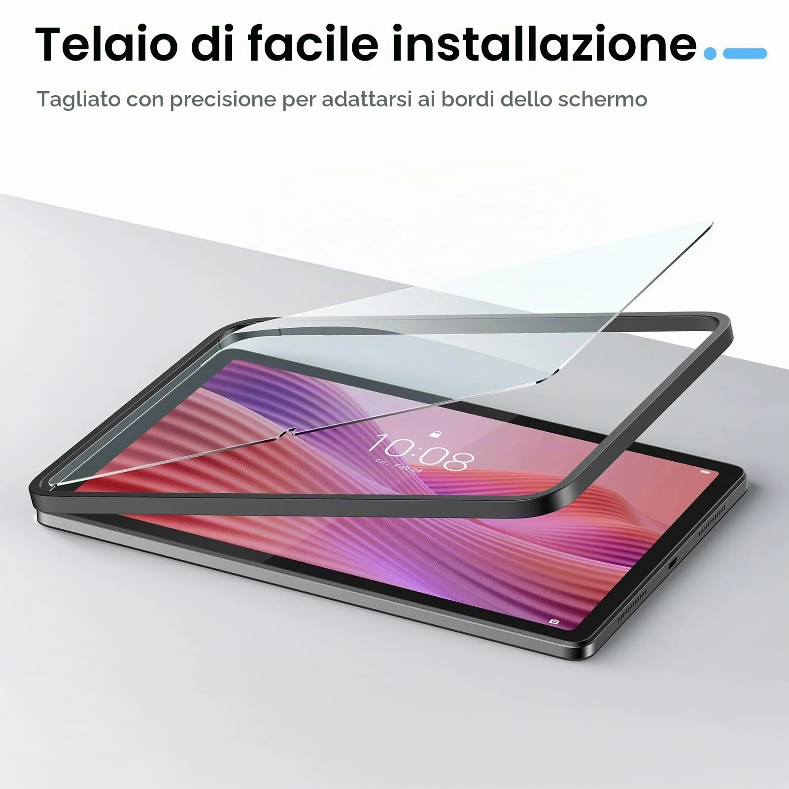 Gerutek 2 Pezzi Pellicola Protettiva per Tab 10.1 Pollici 2025, Telaio di Facile Installazione, Vetro Temperato per Tab 10.1 2025 [Ultra Trasparente] [Anti-graffio] [Bubble-Free] - immagine 3