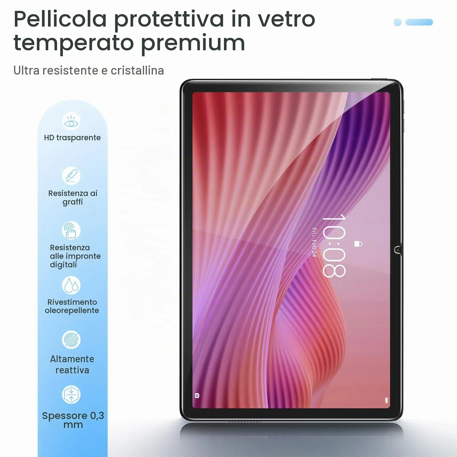 Gerutek 2 Pezzi Pellicola Protettiva per Tab 10.1 Pollici 2025, Telaio di Facile Installazione, Vetro Temperato per Tab 10.1 2025 [Ultra Trasparente] [Anti-graffio] [Bubble-Free] - immagine 4