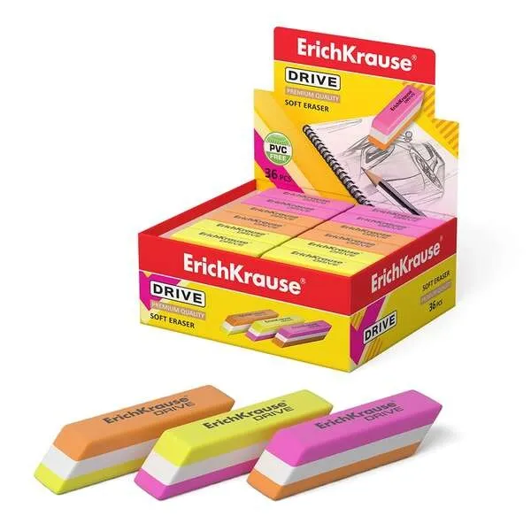 Gomma morbida dalla forma classica Erichkrause Drive - Realizzata in gomma termoplastica ipoallergenica - Design colorato a tre strati - Priva di impurità - Non contiene PVC - Colore nero - immagine 1