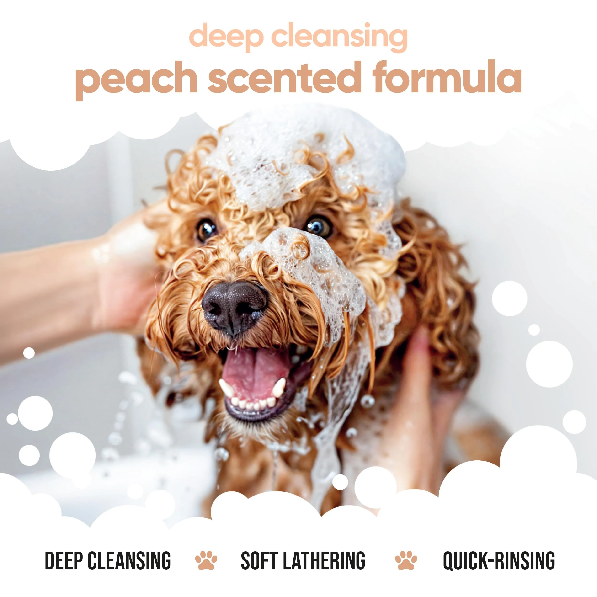 Shampoo Districante per Cani a Pelo Riccio di Buddycare | Shampoo Detergente Profondo per Cani | Profumo di Pesca | Con Aloe Vera e Pro Vitamina B5 (1L) - immagine 4