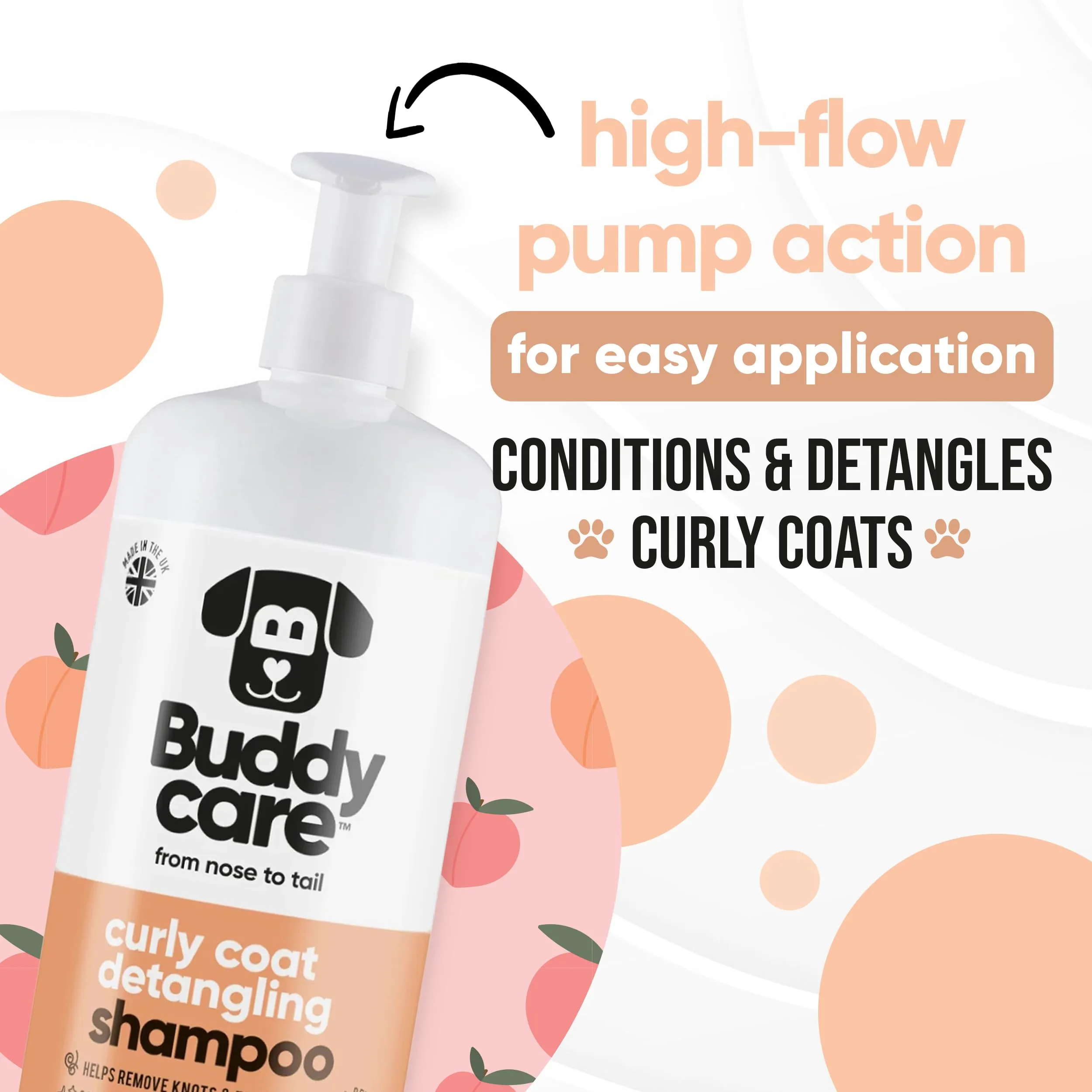 Shampoo Districante per Cani a Pelo Riccio di Buddycare | Shampoo Detergente Profondo per Cani | Profumo di Pesca | Con Aloe Vera e Pro Vitamina B5 (1L) - immagine 6
