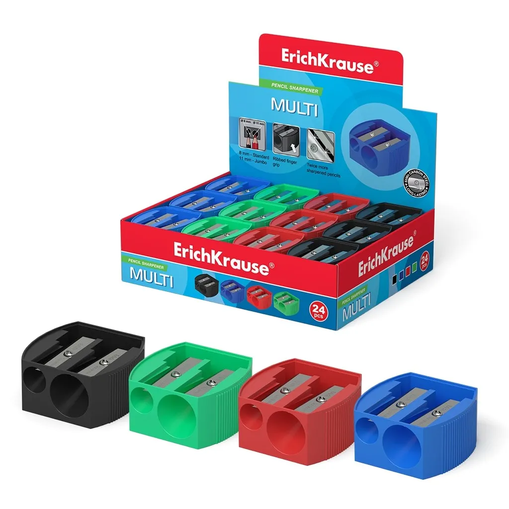 Erichkrause Multi - Temperamatite in plastica con due fori - Diametri di 8 mm e 11 mm - Colori assortiti - immagine 1