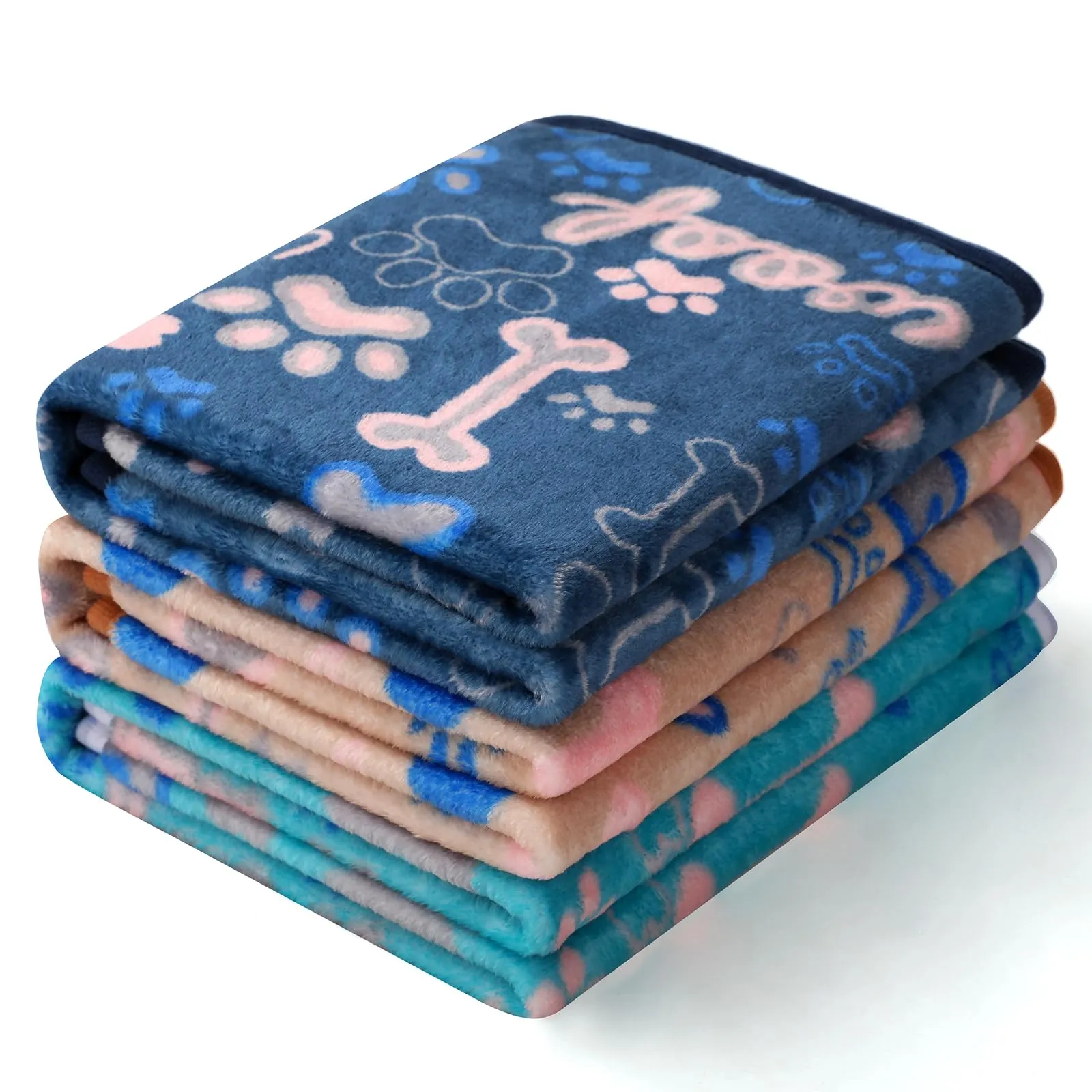 luciphia 3 Pezzi Coperta per Cane/Gatto Lavabile Soffice Durevole, Morbida e Calda Flanella,Zampa d'osso,Large (104 * 76cm) - immagine 1