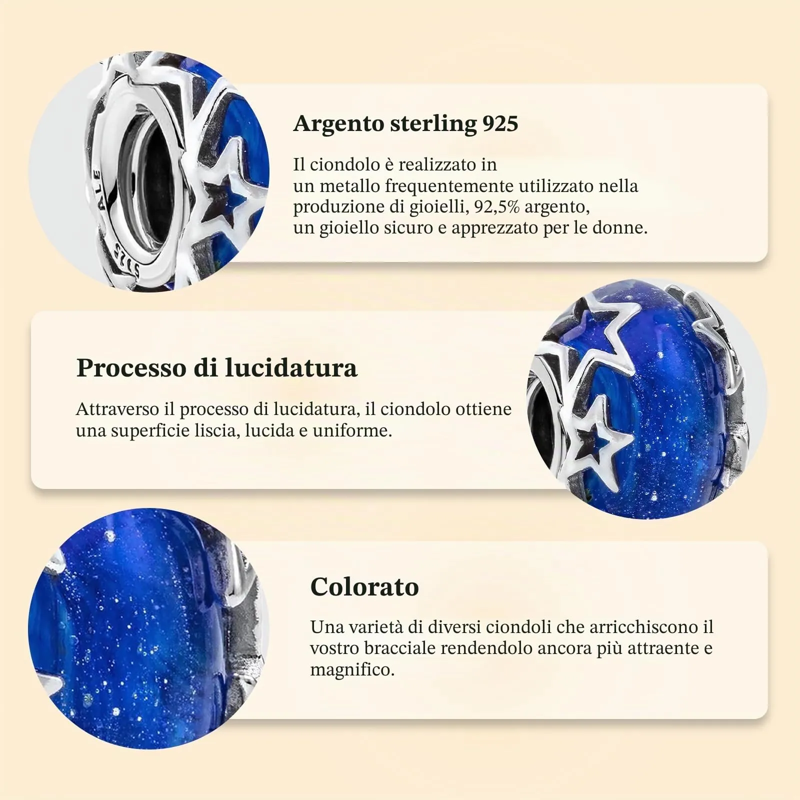 Charms per Bracciali Ciondoli per Collane Argento 925 Ciondolo Charm Donna - immagine 6