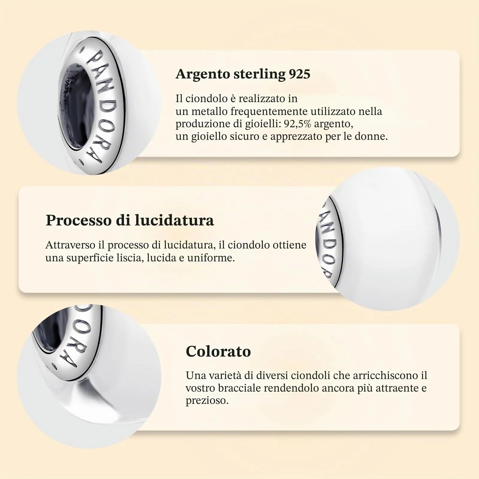 Charms per Bracciali Ciondoli per Collane Argento 925 Ciondolo Charm Donna - immagine 6