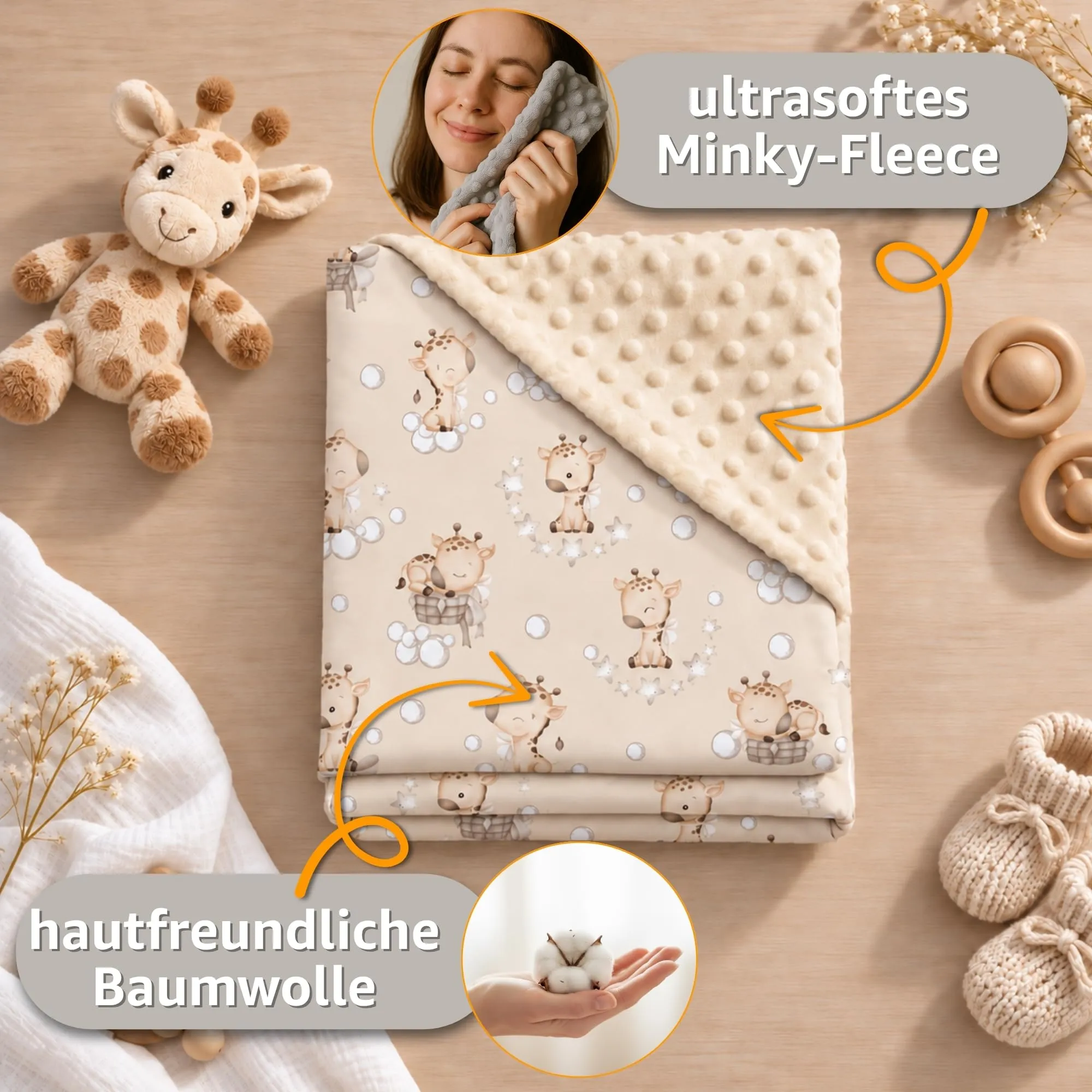 Copertina Minky passeggino neonato primavera-autunno 90×90 cm - immagine 4
