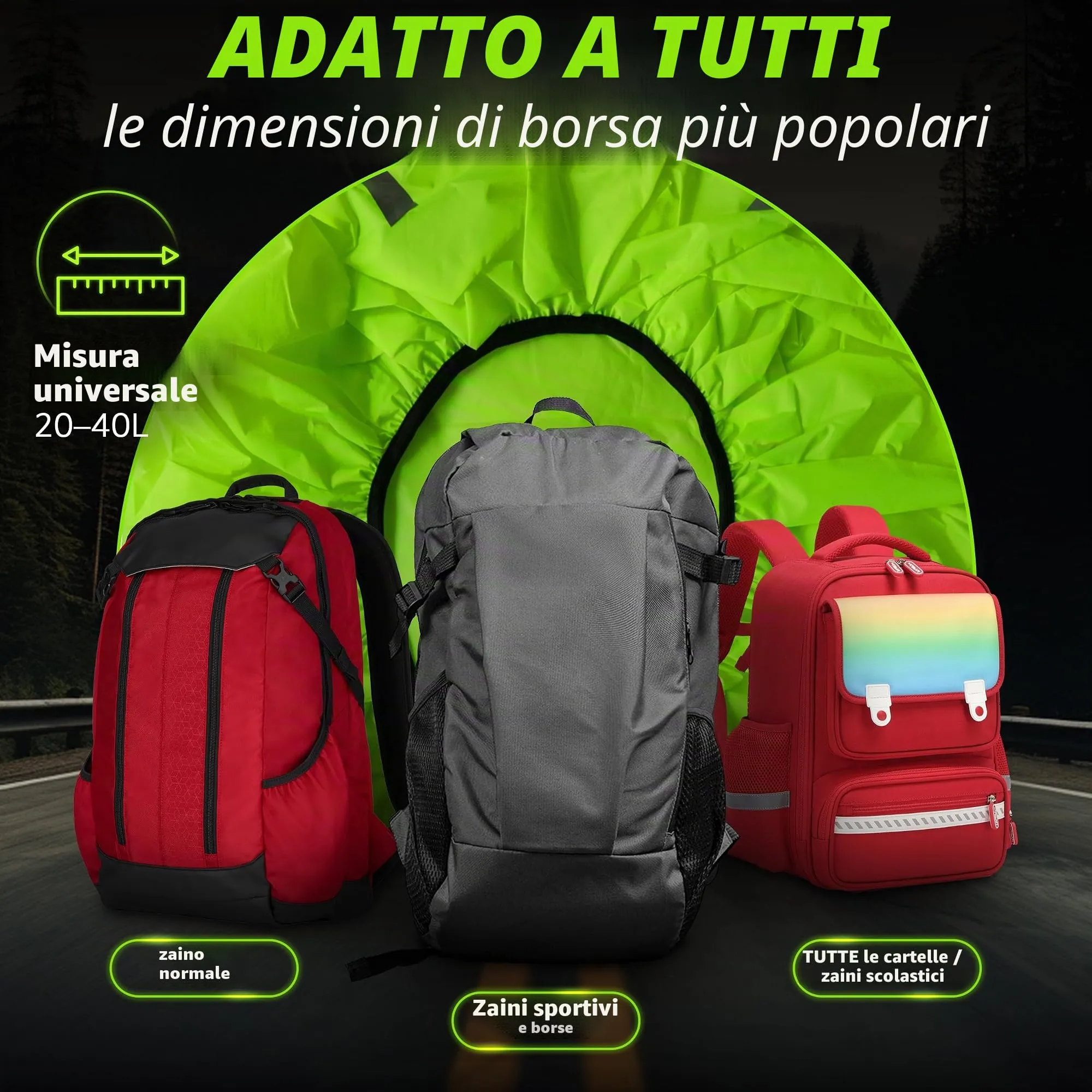 Weatherman Copertura Antipioggia per Zaino e Cartella 20-40 L - Impermeabile con Bande Riflettenti ed Elastico, 6 Colori - immagine 4