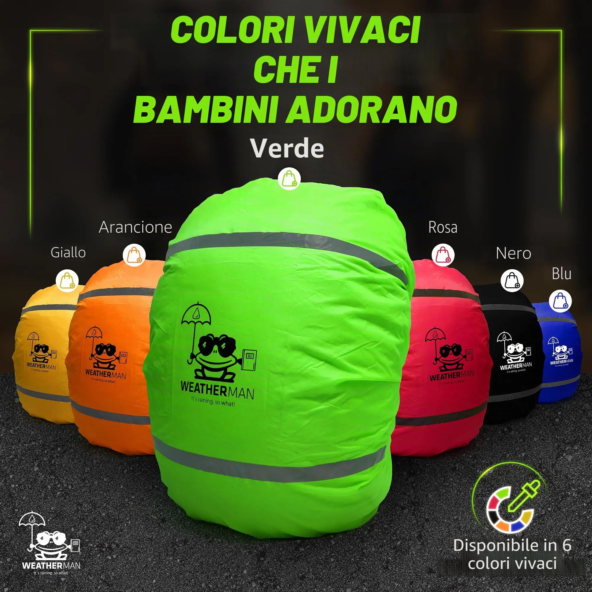 Weatherman Copertura Antipioggia per Zaino e Cartella 20-40 L - Impermeabile con Bande Riflettenti ed Elastico, 6 Colori - immagine 6