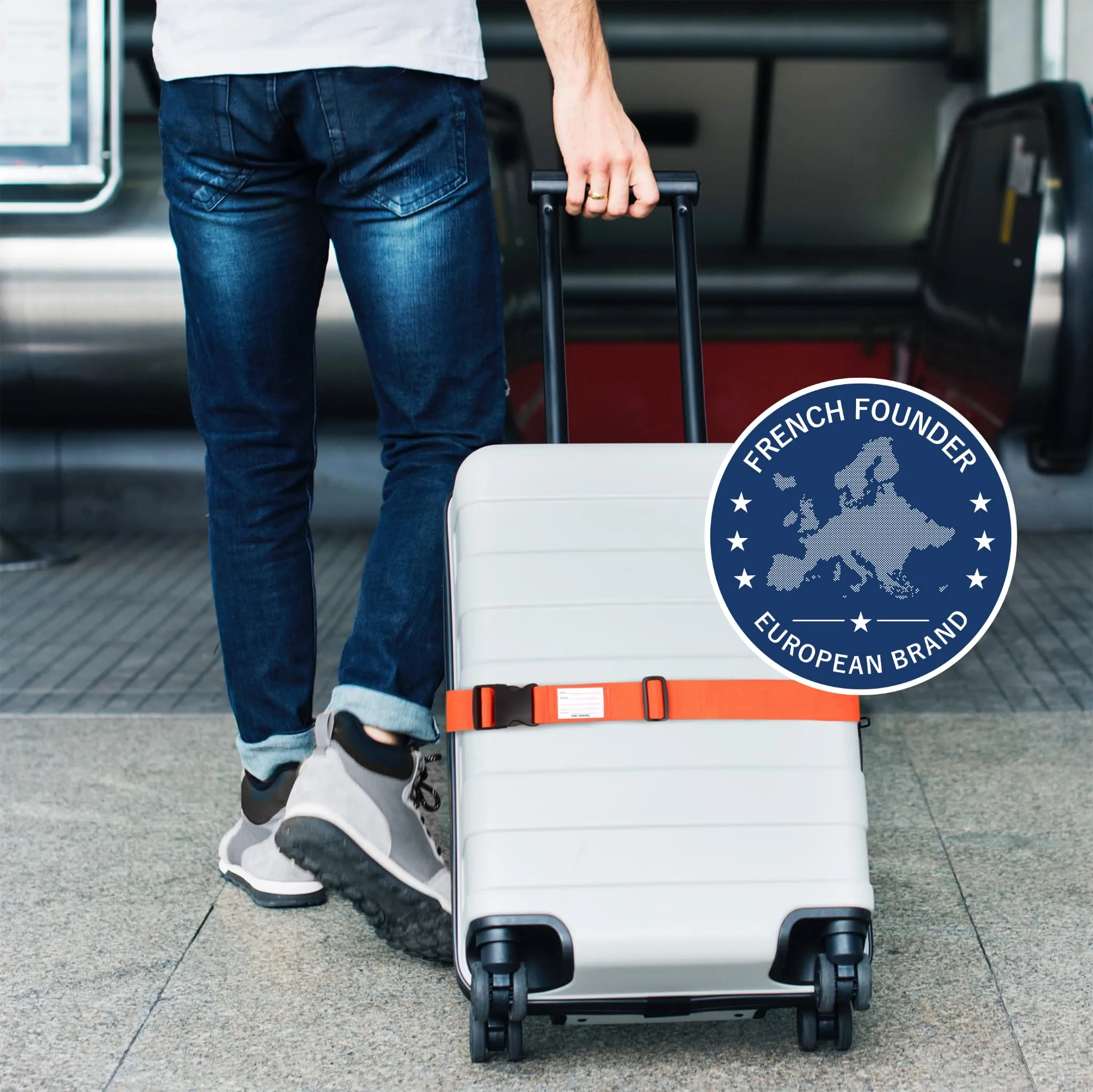 OW-Travel Cinghia per Valigia, Cintura Valigia per Bagagli Arancione 2 Pz - immagine 2
