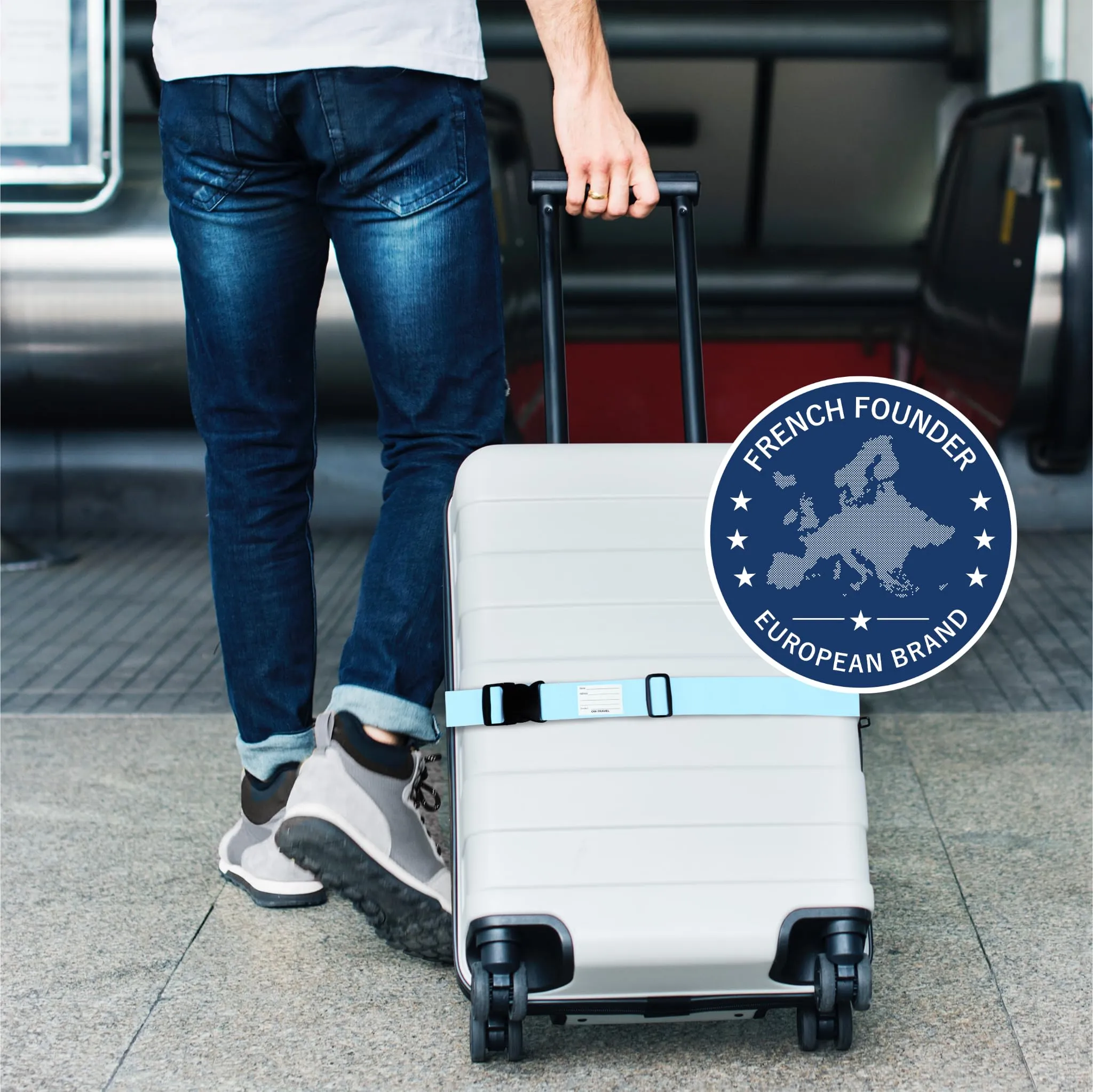 OW-Travel Cinghia per Valigia, Cintura Valigia per Bagagli Blu 2 Pezzi - immagine 2