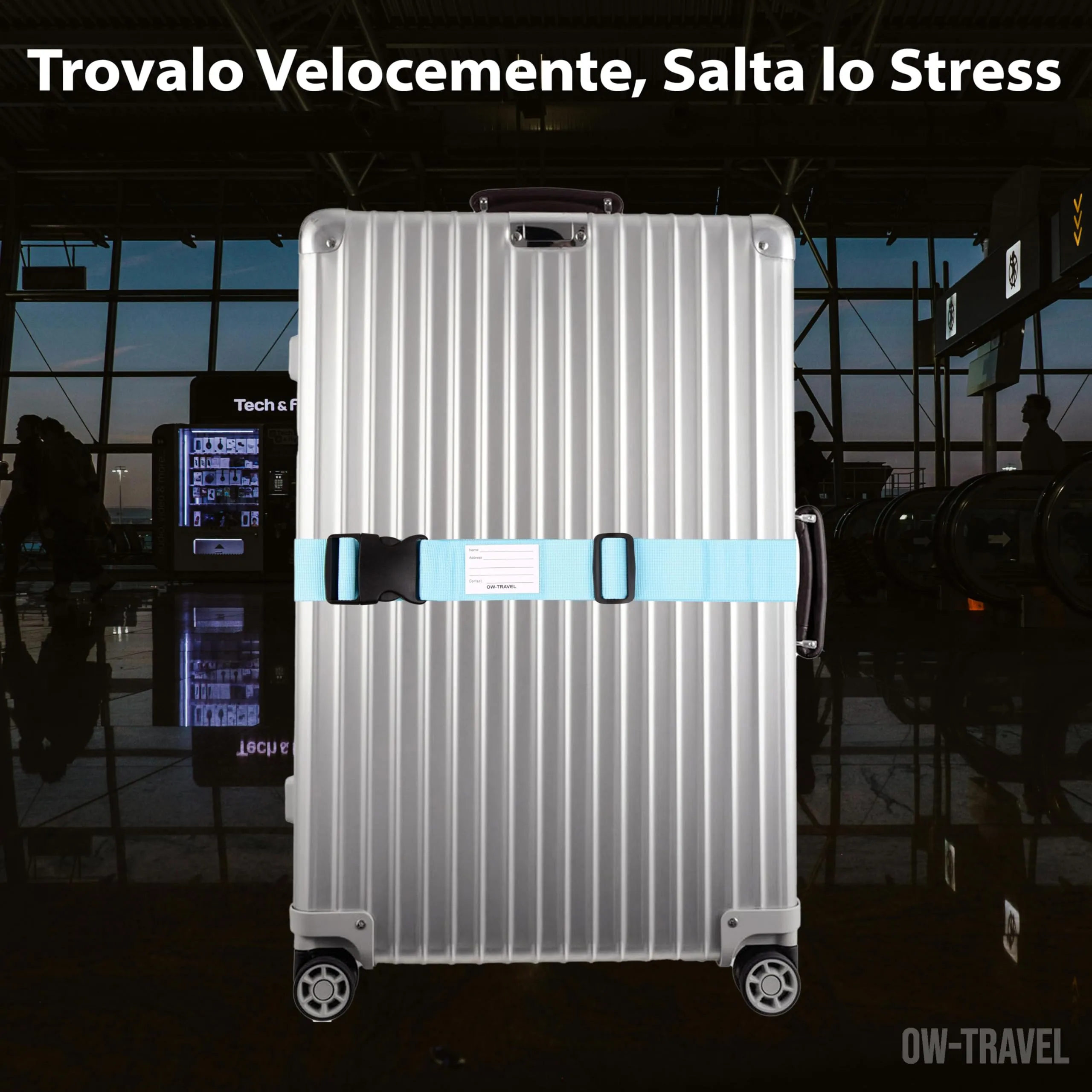 OW-Travel Cinghia per Valigia, Cintura Valigia per Bagagli Blu 2 Pezzi - immagine 5