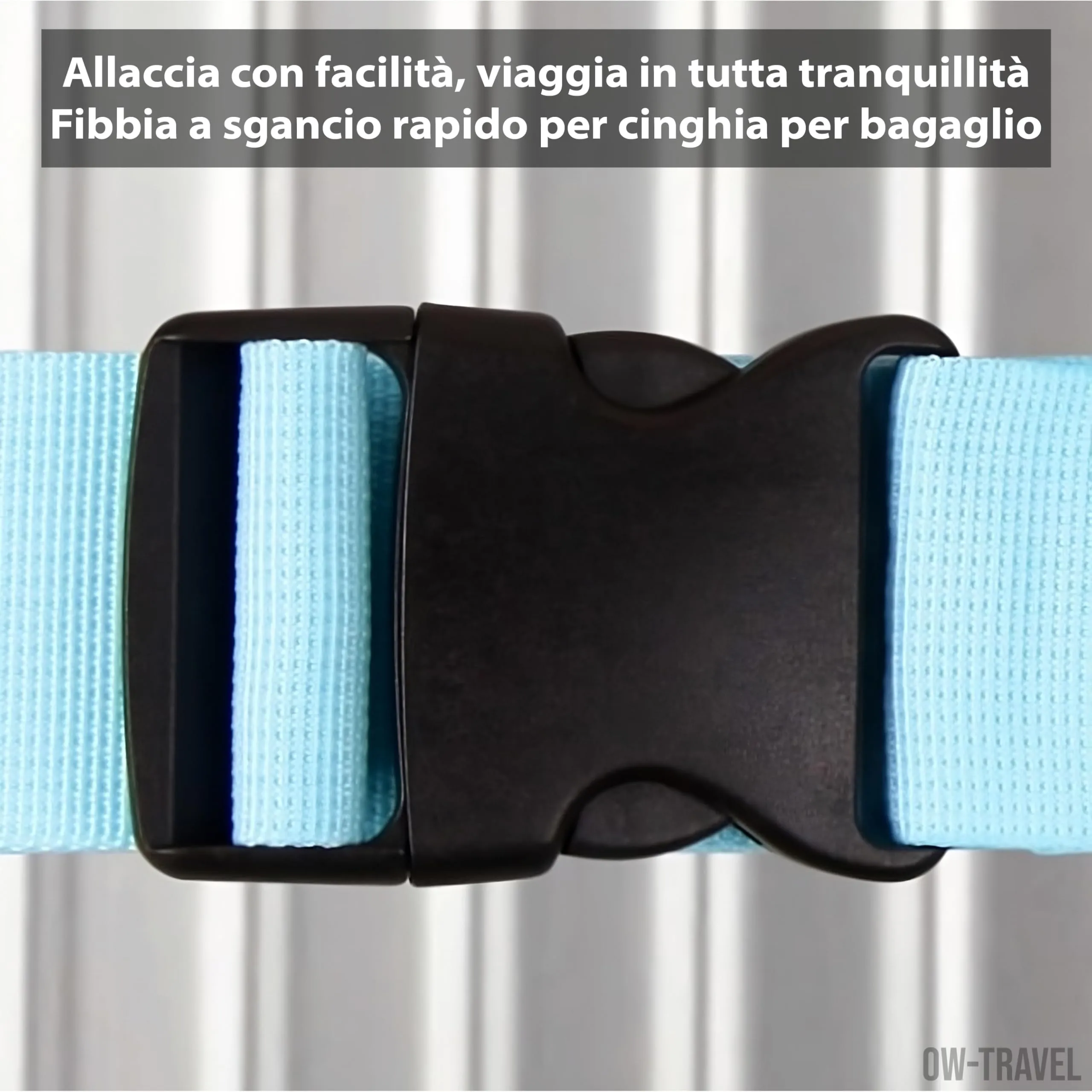 OW-Travel Cinghia per Valigia, Cintura Valigia per Bagagli Blu 2 Pezzi - immagine 7