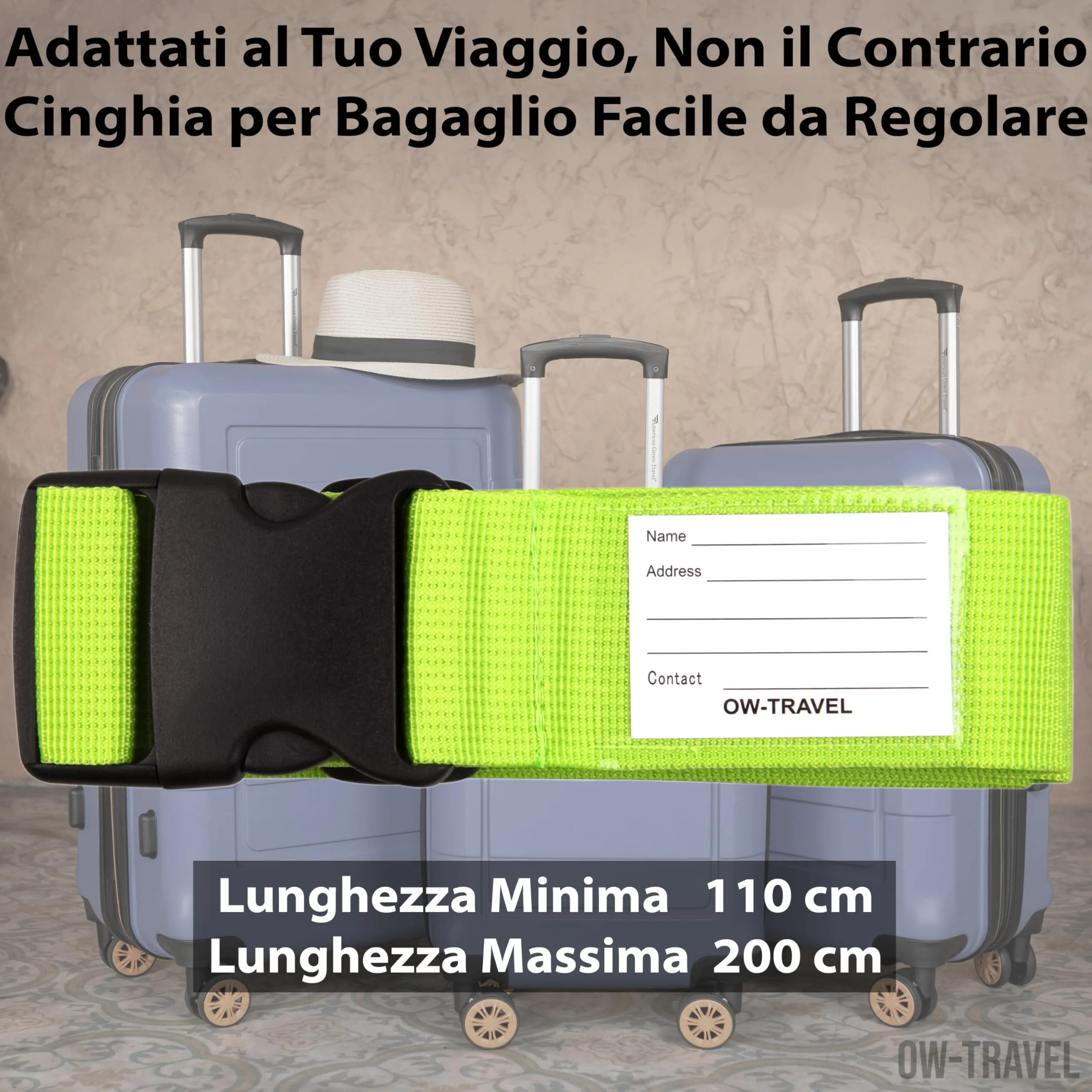 OW-Travel Cinghia per Valigia, Cintura Valigia per Bagagli Verde 2 Pezzi - immagine 4