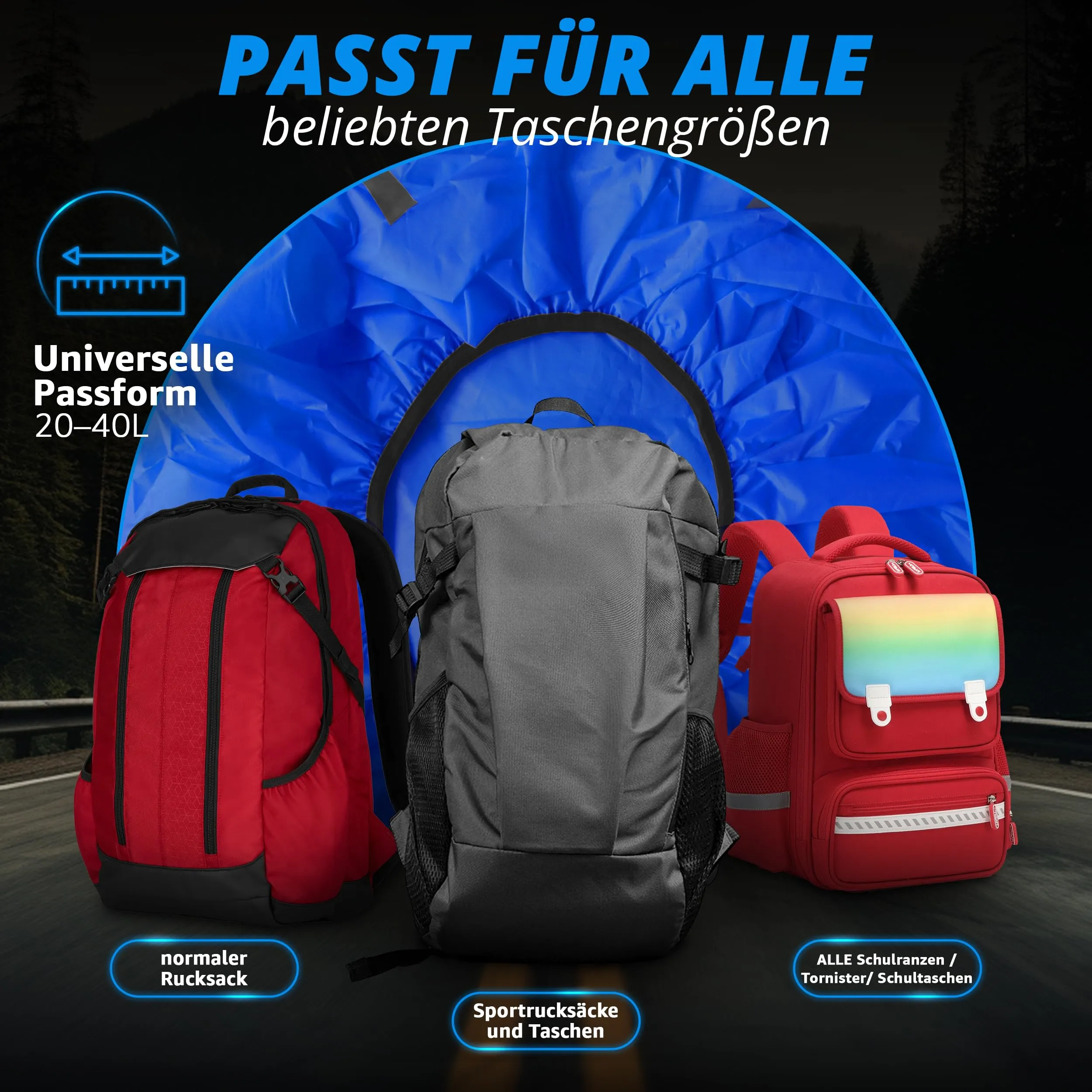 Weatherman Copertura Antipioggia per Zaino e Cartella 20-40 L - Impermeabile con Bande Riflettenti ed Elastico, 6 Colori - immagine 4