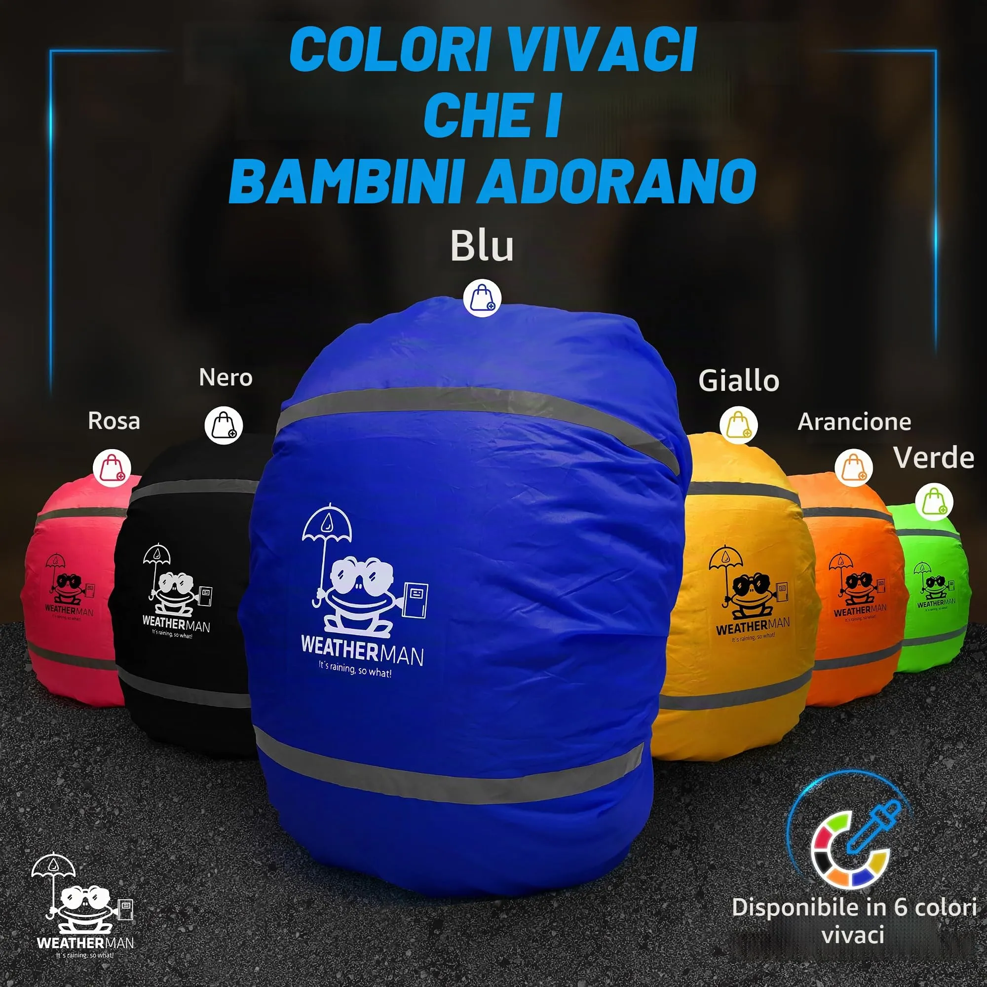 Weatherman Copertura Antipioggia per Zaino e Cartella 20-40 L - Impermeabile con Bande Riflettenti ed Elastico, 6 Colori - immagine 6