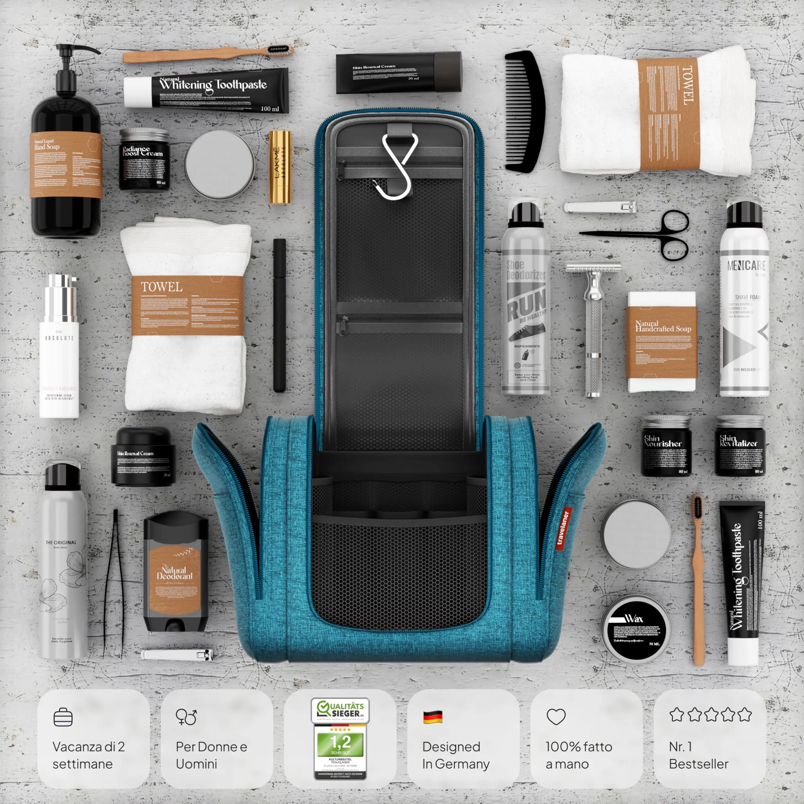 Travelaner Beauty Case da Appendere, Donna e Uomo, 7L, Turchese - immagine 6