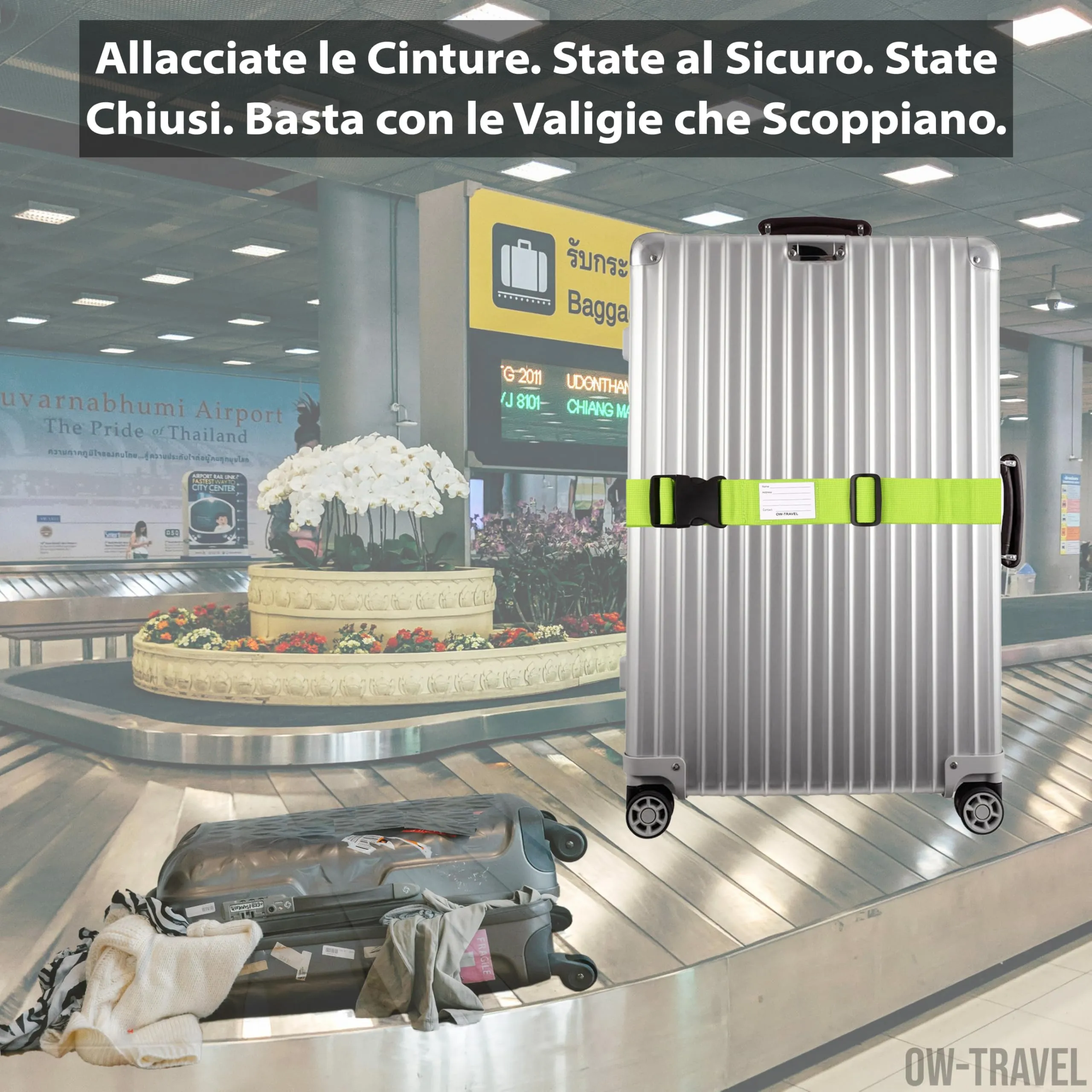 OW-Travel Cinghia per Valigia, Cintura Valigia per Bagagli 4 Colori 4 Pezzi - immagine 3