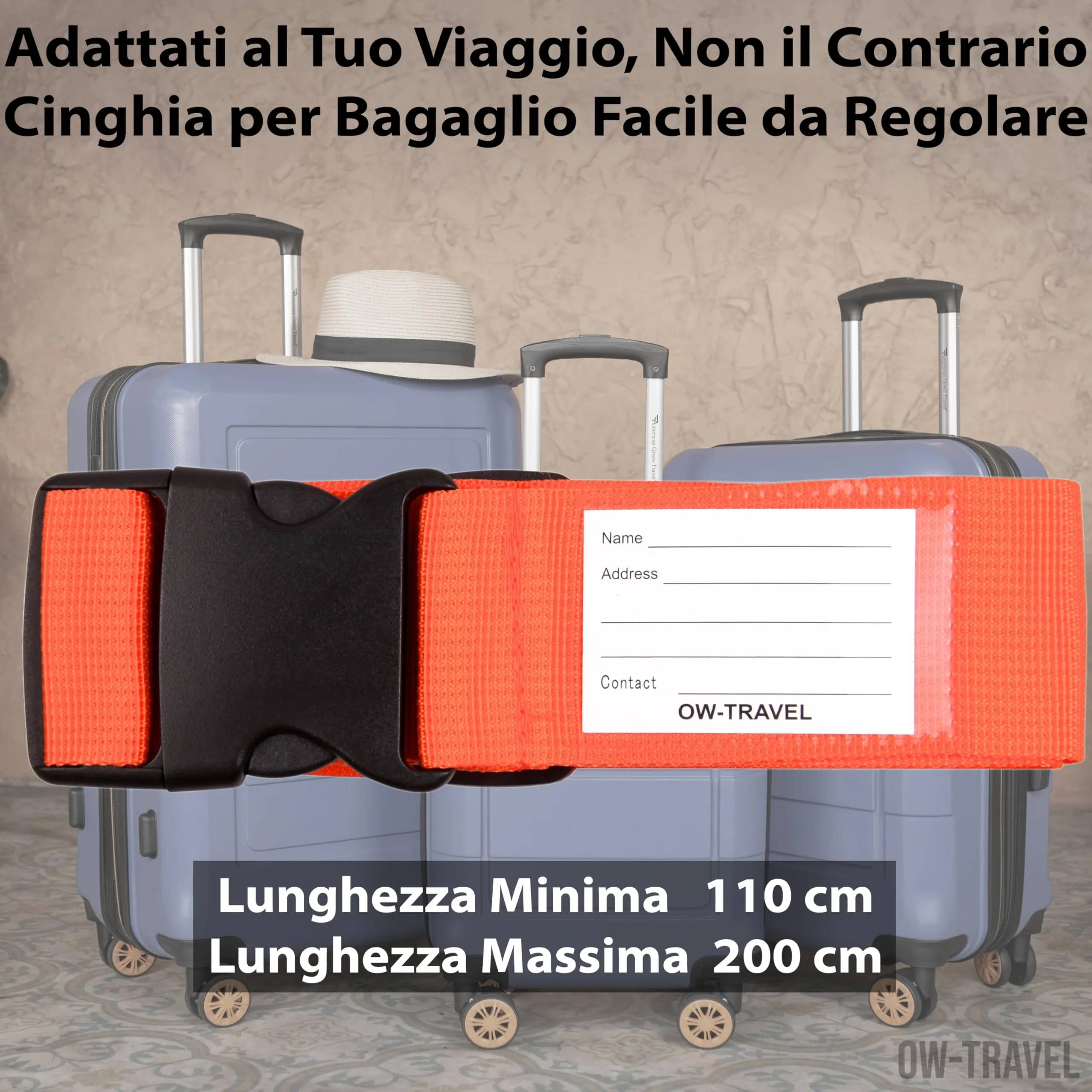 OW-Travel Cinghia per Valigia, Cintura Valigia per Bagagli 4 Colori 4 Pezzi - immagine 4