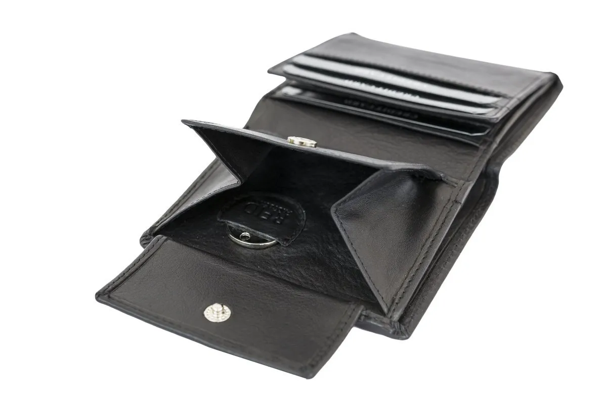 LEAS Portafoglio piccolo con RFID protezione e anti RFID/NFC Tecnologia Blocco, Vera Pelle, nero - immagine 1