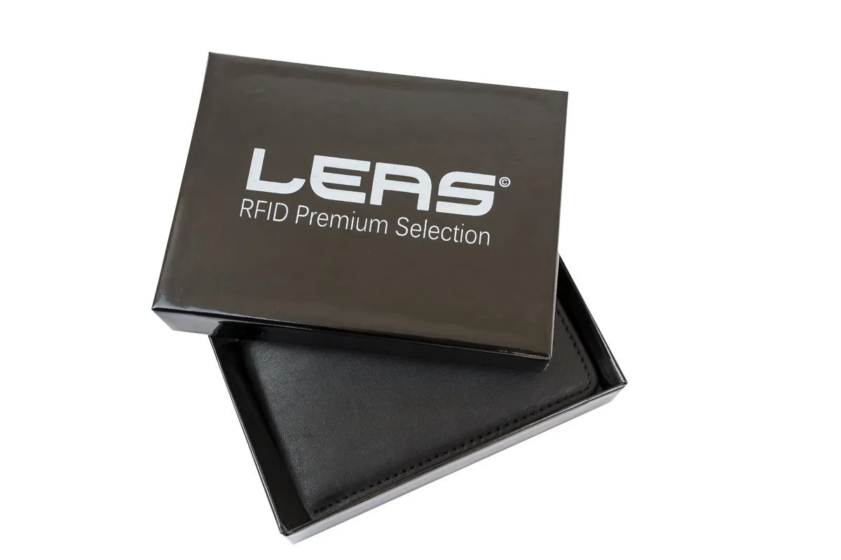 LEAS Portafoglio piccolo con RFID protezione e anti RFID/NFC Tecnologia Blocco, Vera Pelle, nero - immagine 7
