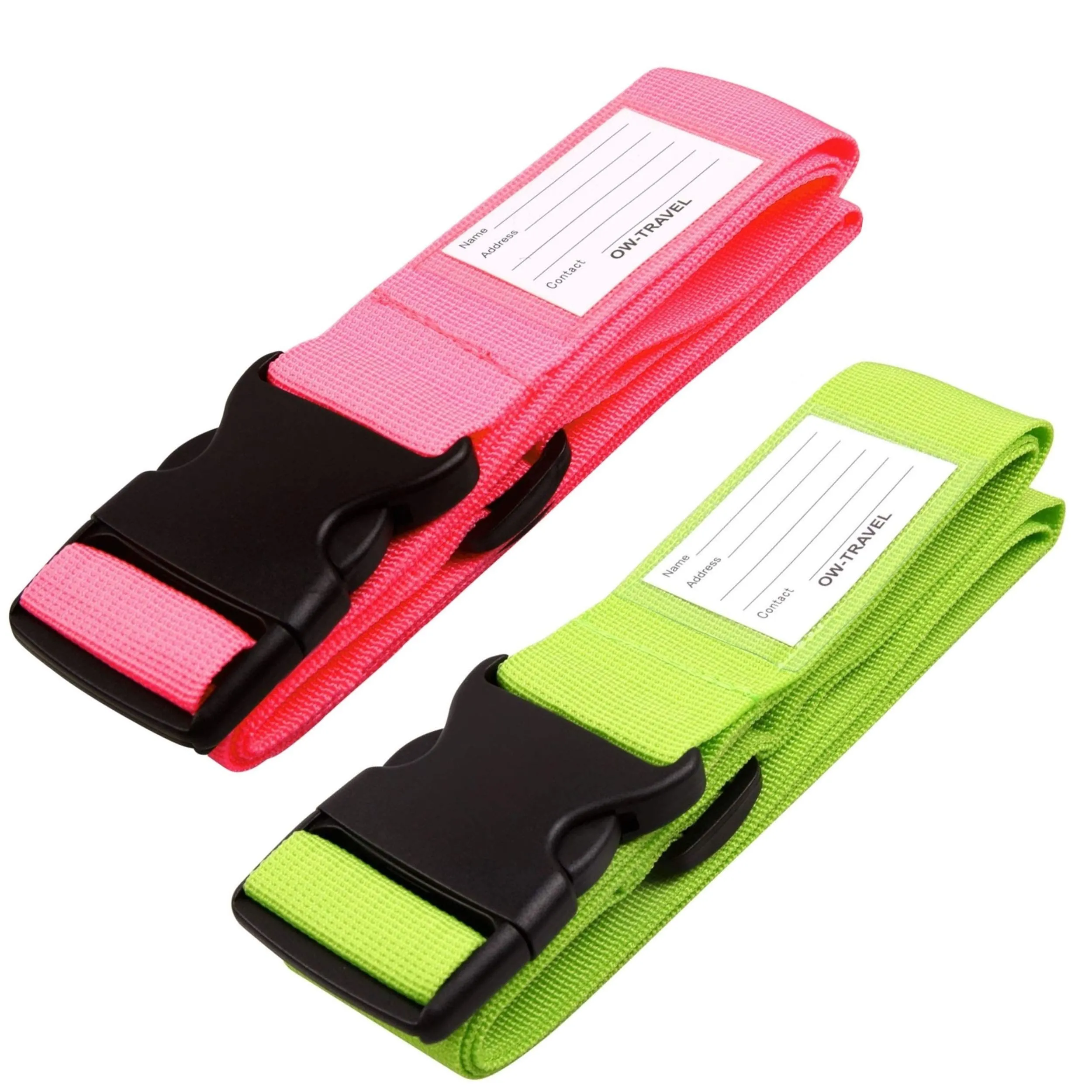 OW-Travel Cinghia per Valigia, Cintura Valigia per Bagagli 1 Rosa 1 Verde - immagine 1