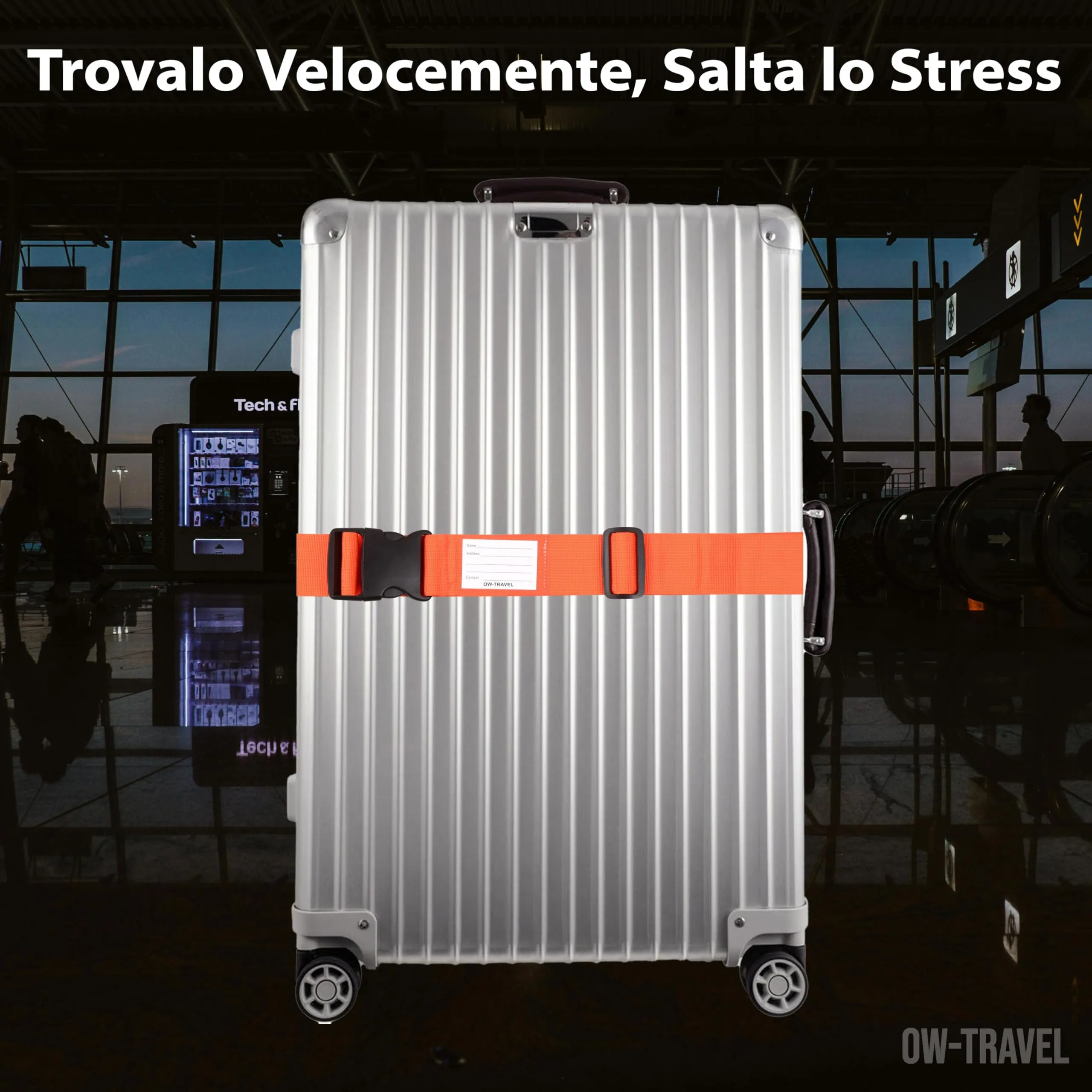 OW-Travel Cinghia per Valigia, Cintura Valigia per Bagagli Arancione 4 Pz - immagine 5