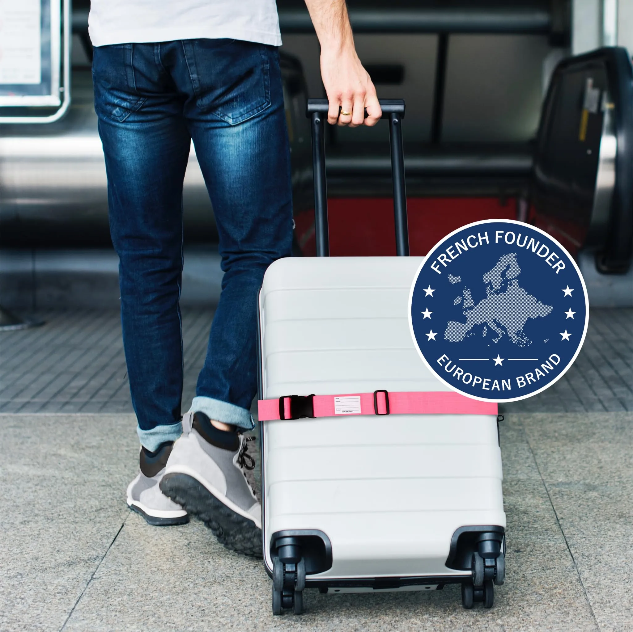 OW-Travel Cinghia per Valigia, Cintura Valigia per Bagagli Rosa 4 Pezzi - immagine 2