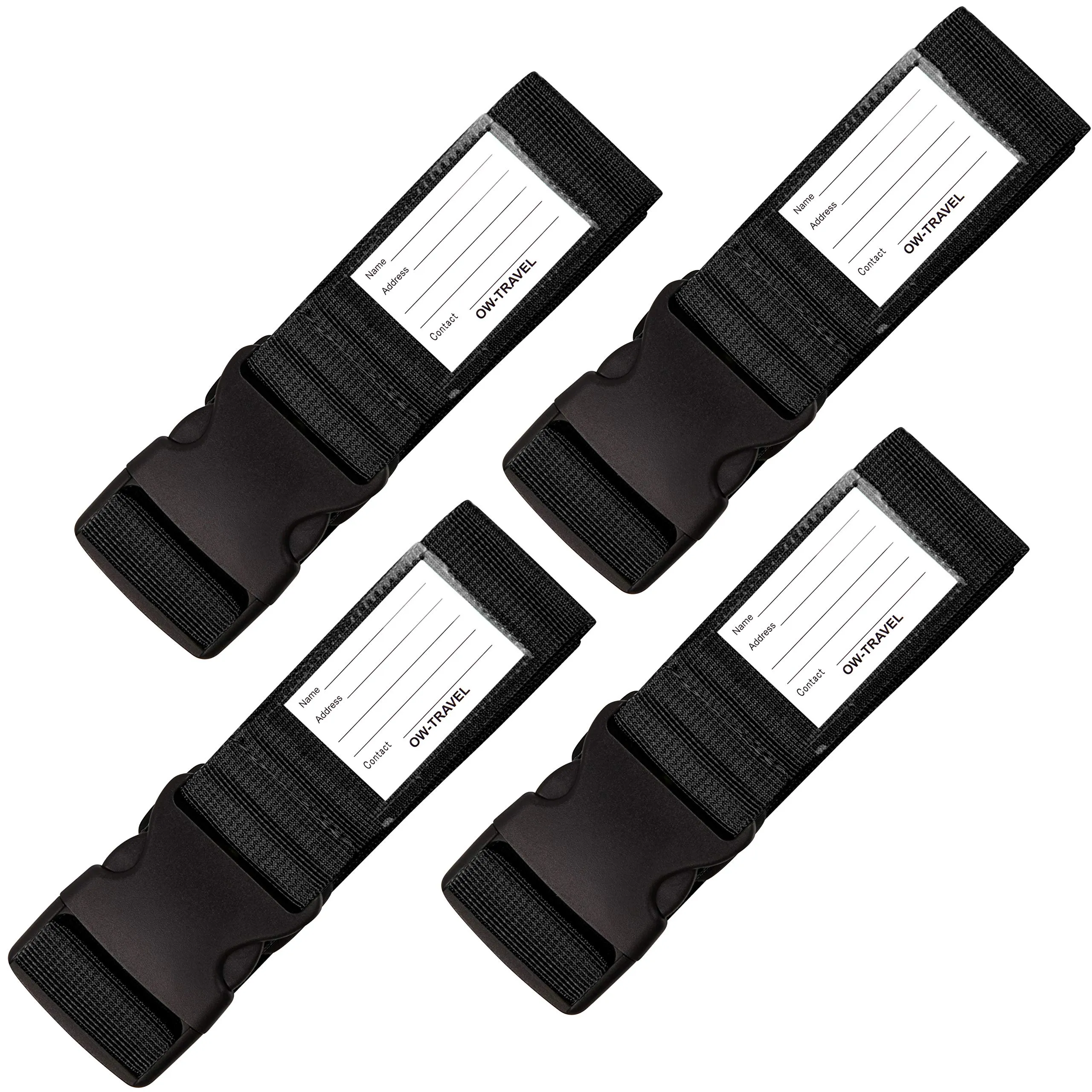OW-Travel Cinghia per Valigia, Cintura Valigia per Bagagli Nero 4 Pezzi - immagine 1