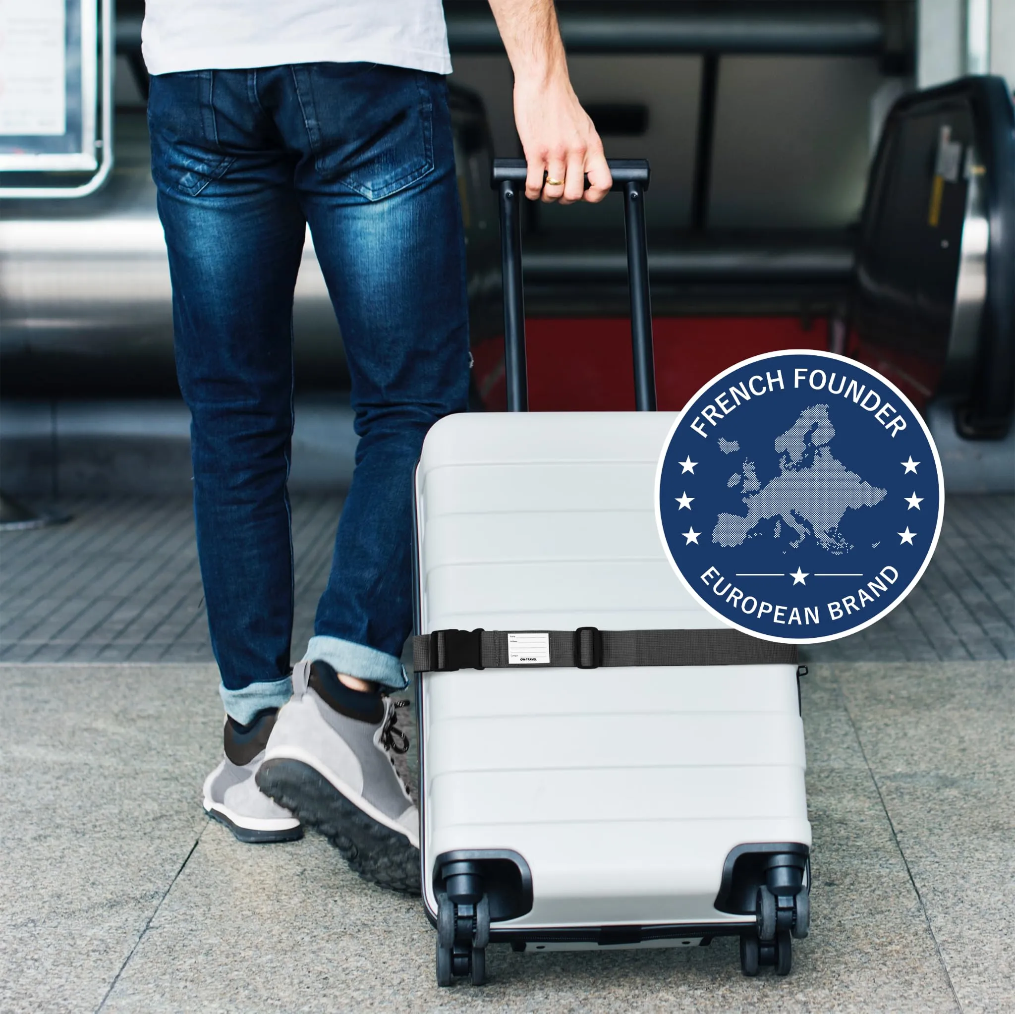 OW-Travel Cinghia per Valigia, Cintura Valigia per Bagagli Nero 4 Pezzi - immagine 2
