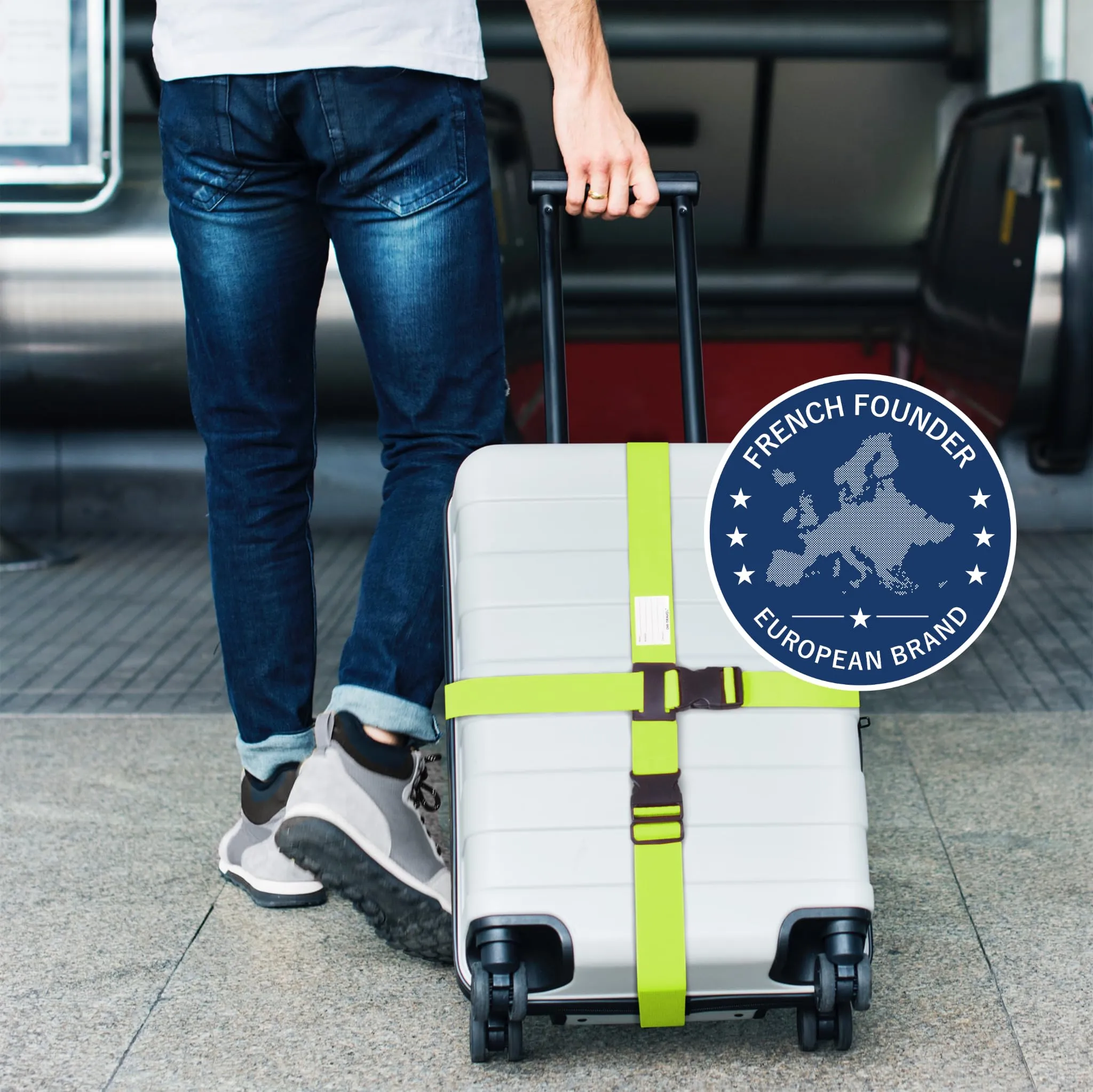 OW-Travel Cinghia per Valigia a Croce, Cintura Valigia Bagagli Verde - immagine 2