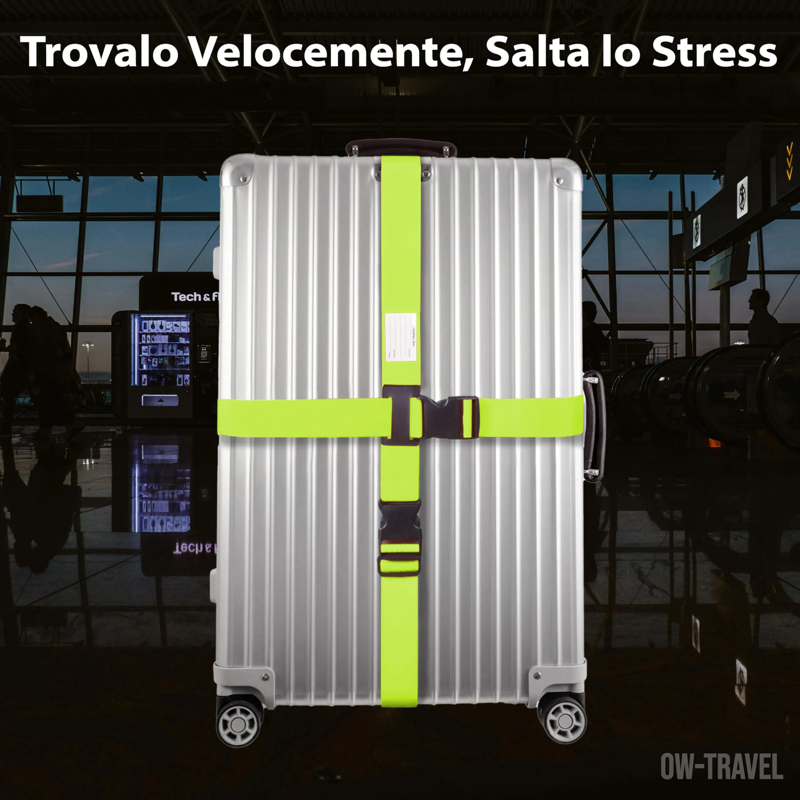 OW-Travel Cinghia per Valigia a Croce, Cintura Valigia Bagagli Verde - immagine 5
