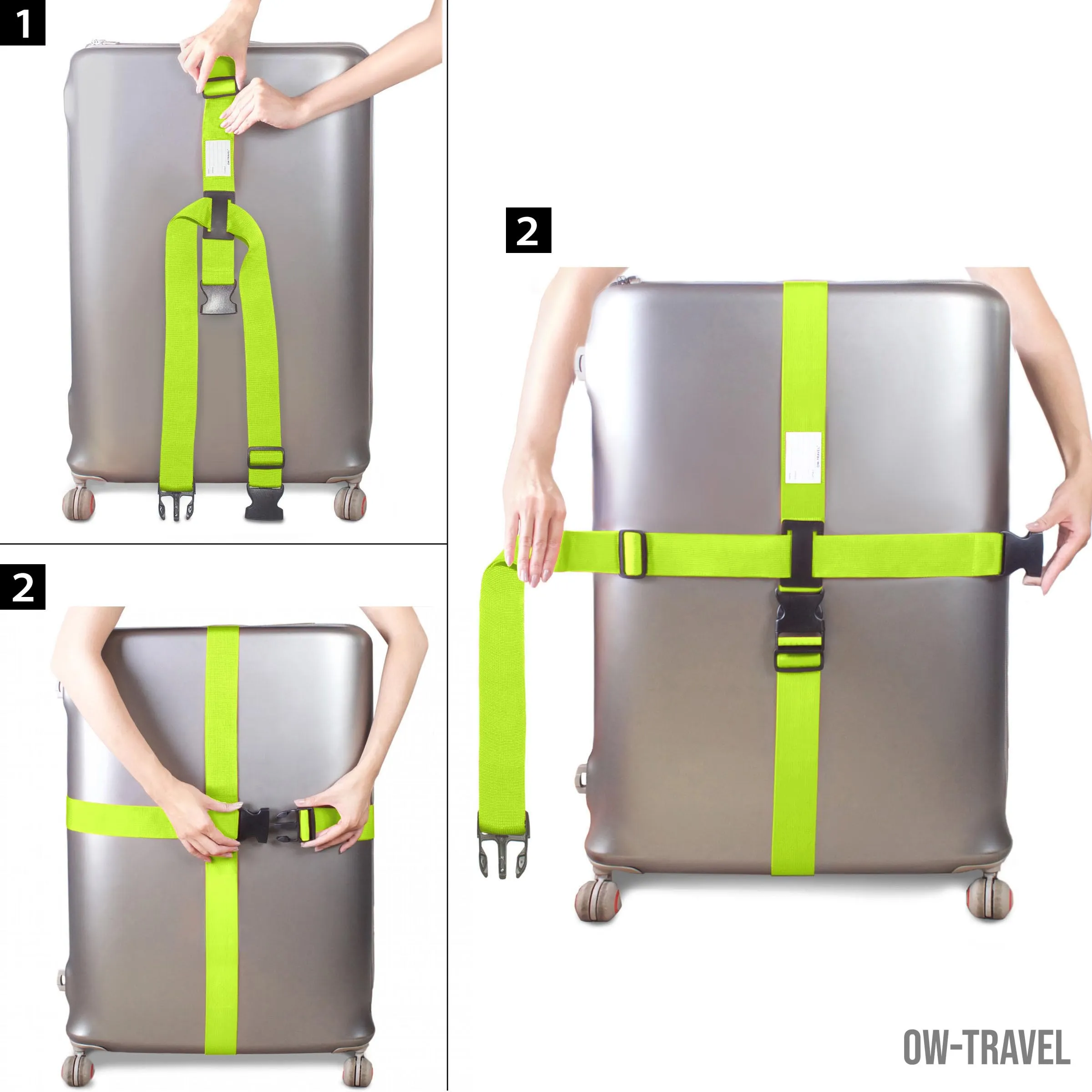 OW-Travel Cinghia per Valigia a Croce, Cintura Valigia Bagagli Verde - immagine 6