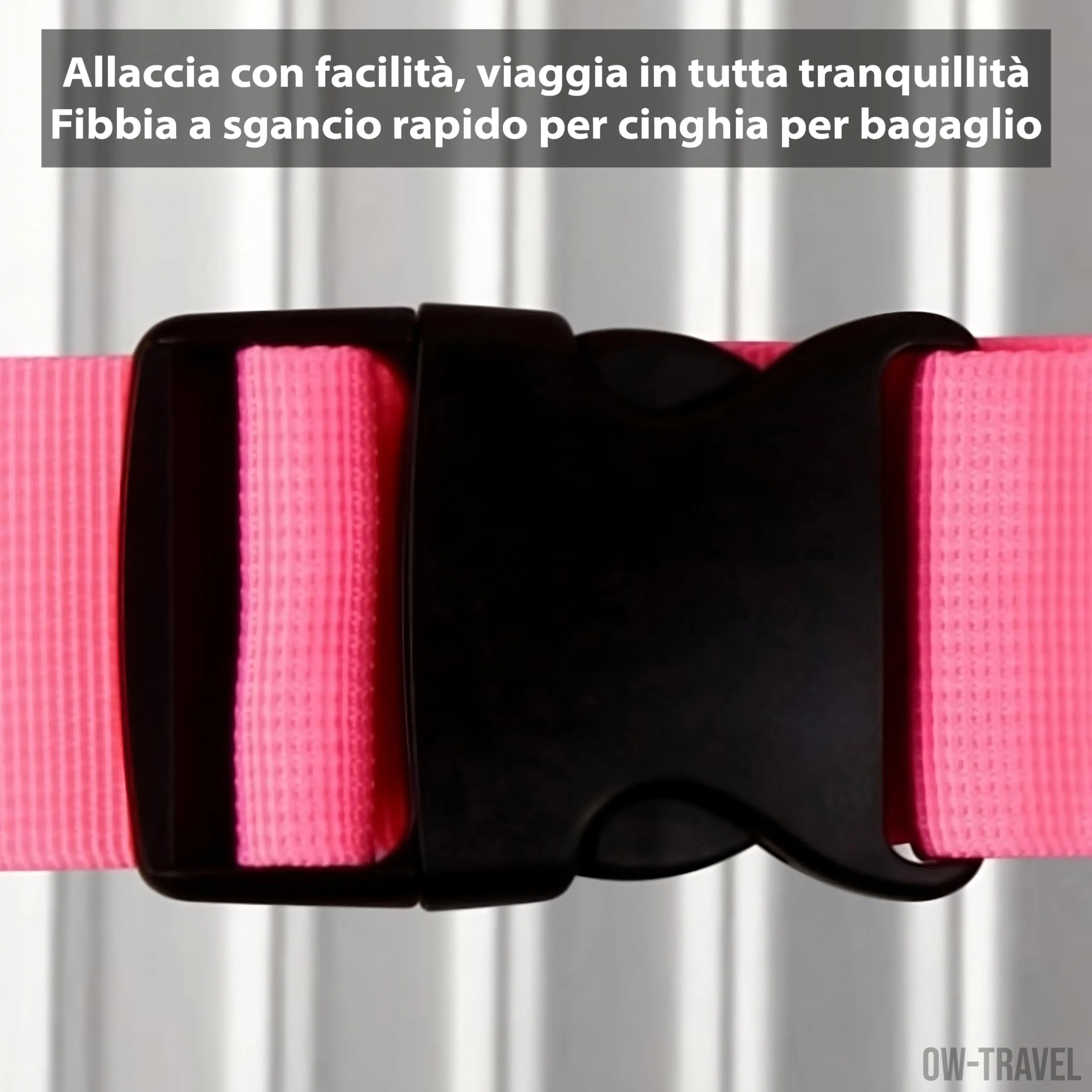 OW-Travel Cinghia per Valigia a Croce, Cintura Valigia Bagagli Rosa - immagine 8