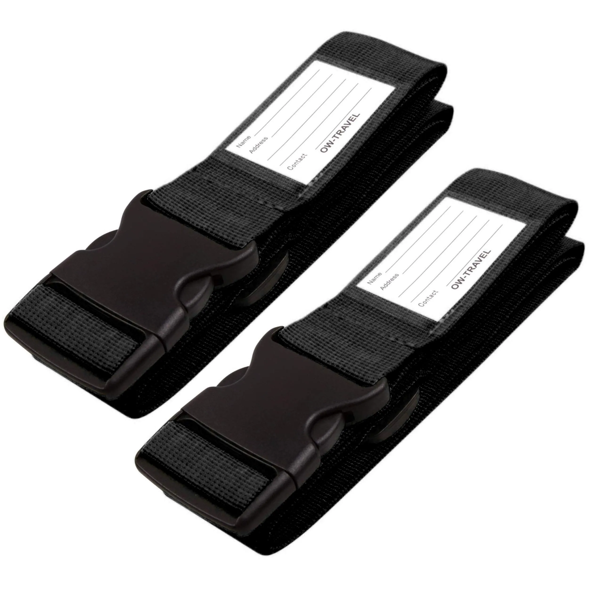 OW-Travel Cinghia per Valigia, Cintura Valigia per Bagagli Nero 2 Pezzi - immagine 1