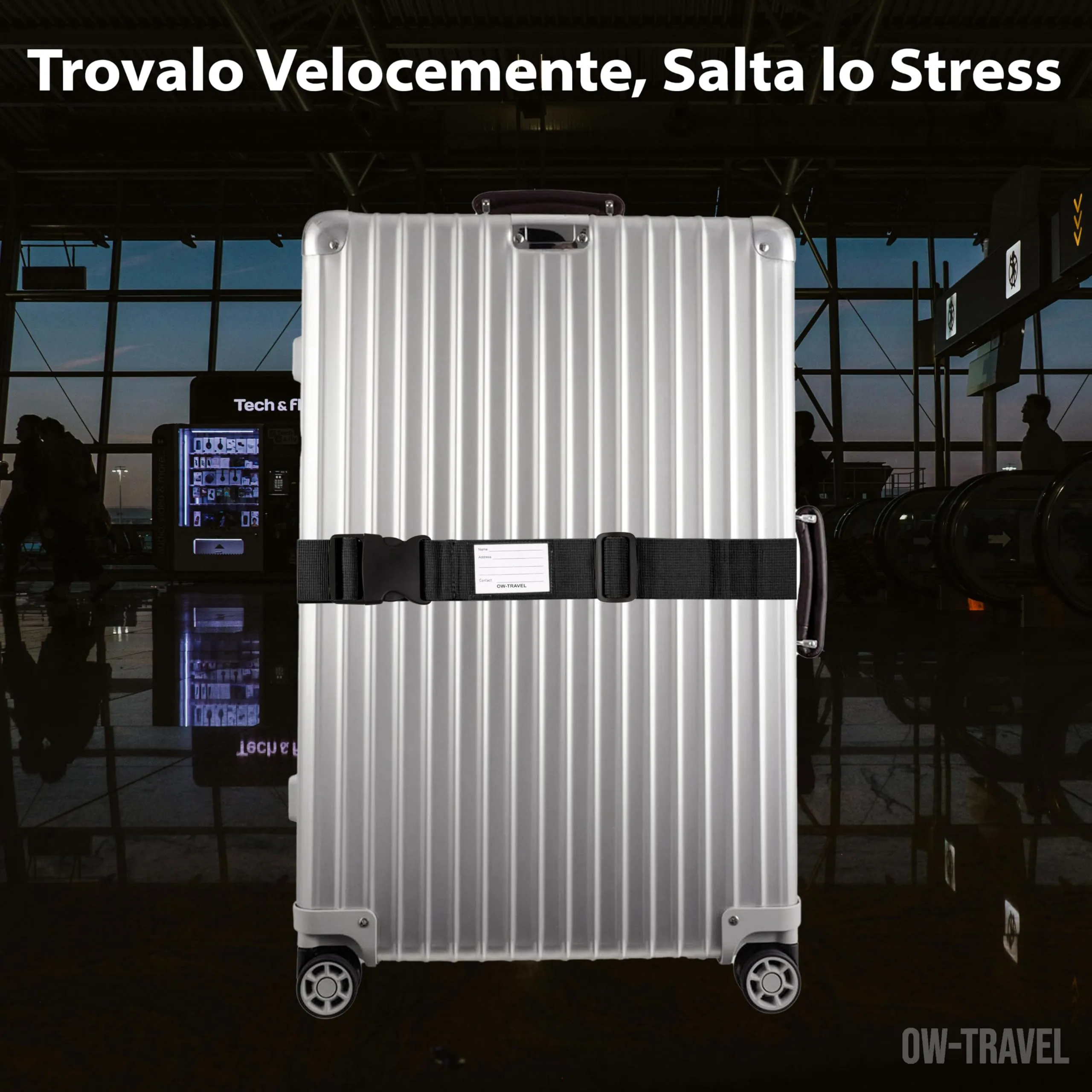OW-Travel Cinghia per Valigia, Cintura Valigia per Bagagli Nero 2 Pezzi - immagine 5