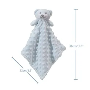 CREVENT Cozy Plush Baby Security Blanket Loveys for Baby Boys, Minky Dot Front + Sherpa Backing with Animal Face (Blue Bear) - immagine 5