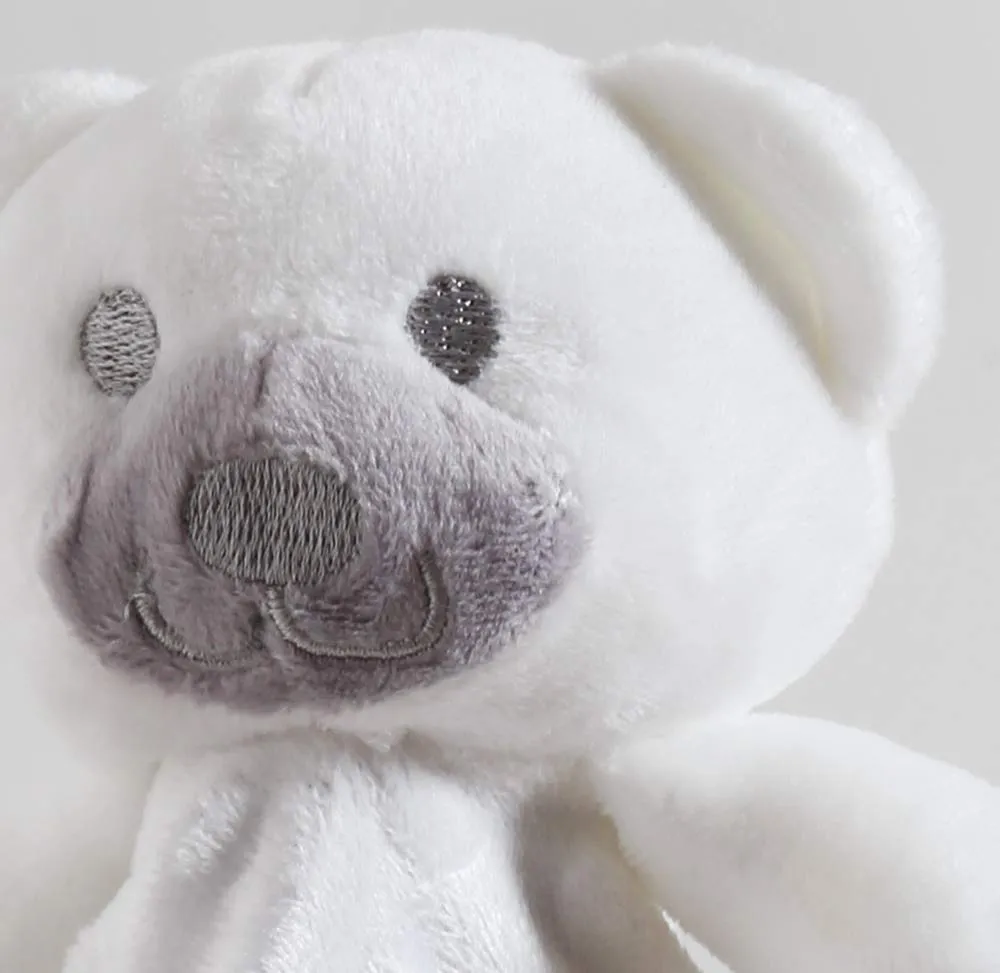 CREVENT Morbido e carino giocattolo di sicurezza per bambini, unisex, a pois in visone + retro in sherpa con volto di animale (orso bianco) - immagine 5