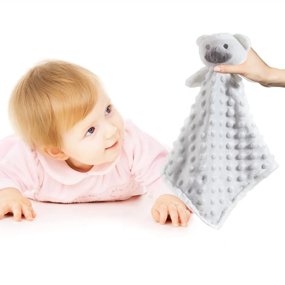 CREVENT Morbido e carino giocattolo di sicurezza per bambini, unisex, a pois in visone + retro in sherpa con volto di animale (orso bianco) - immagine 7