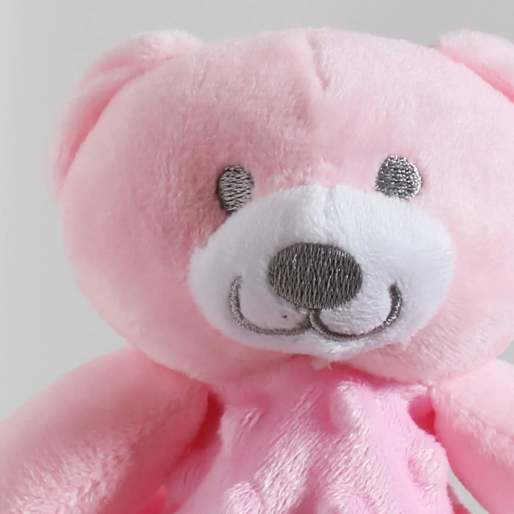 CREVENT Baby Comforting Security Blanket for Baby Girls, Minky Dot Front + Sherpa Backing (Pink Bear) - immagine 5