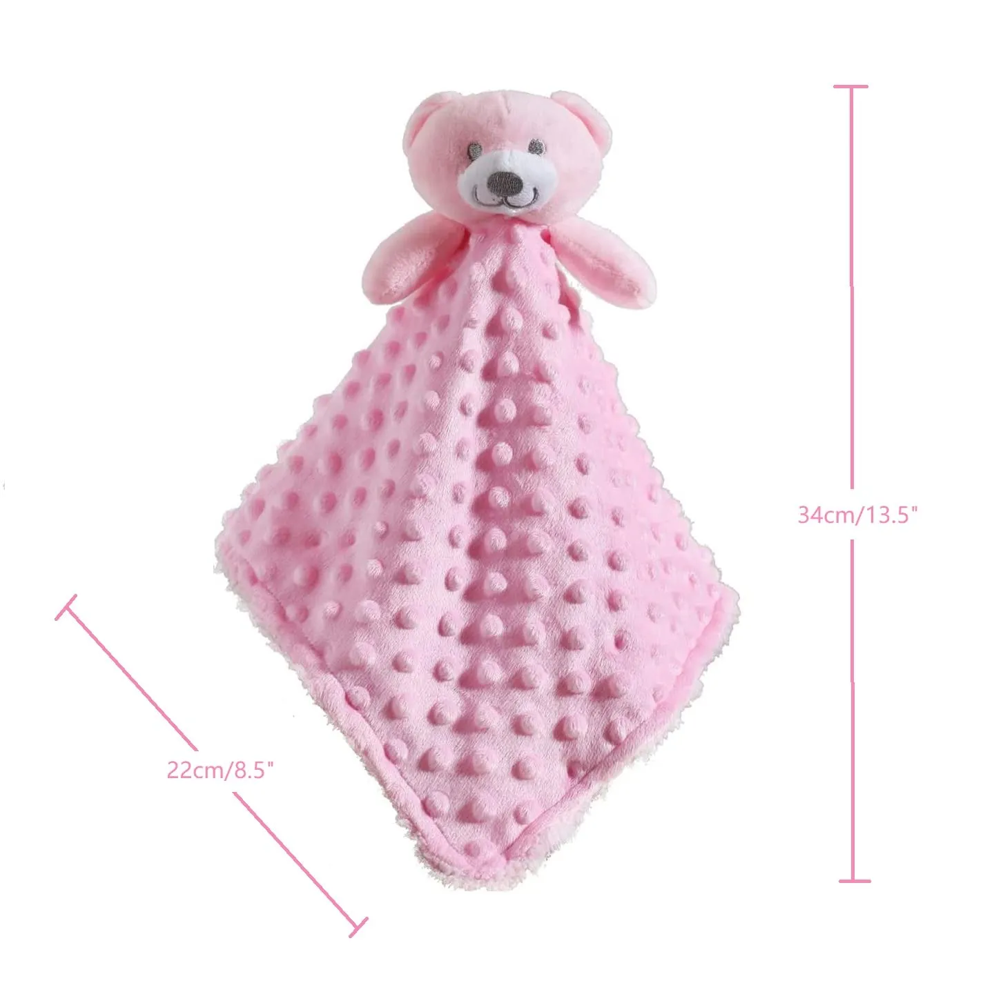 CREVENT Baby Comforting Security Blanket for Baby Girls, Minky Dot Front + Sherpa Backing (Pink Bear) - immagine 7
