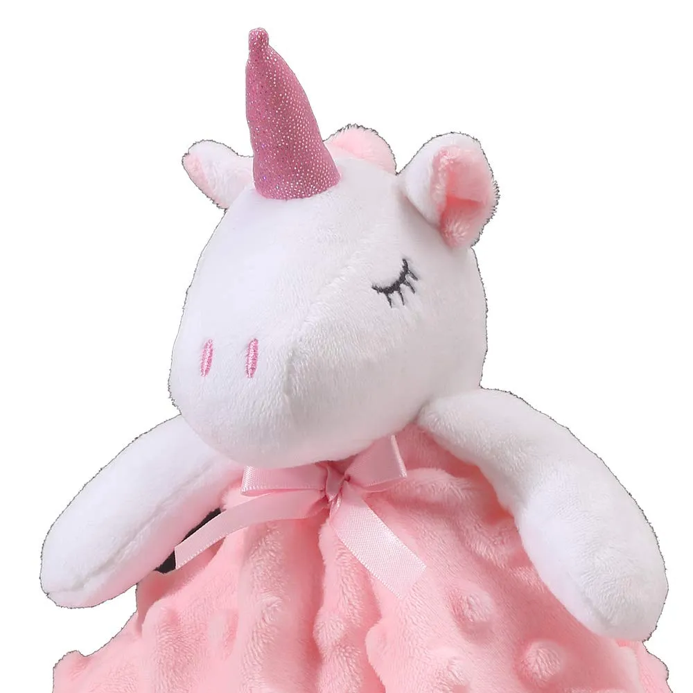 CREVENT Baby Comforting Security Blanket for Baby Girls, Minky Dot Front + Sherpa Backing (Pink Unicorn) - immagine 4